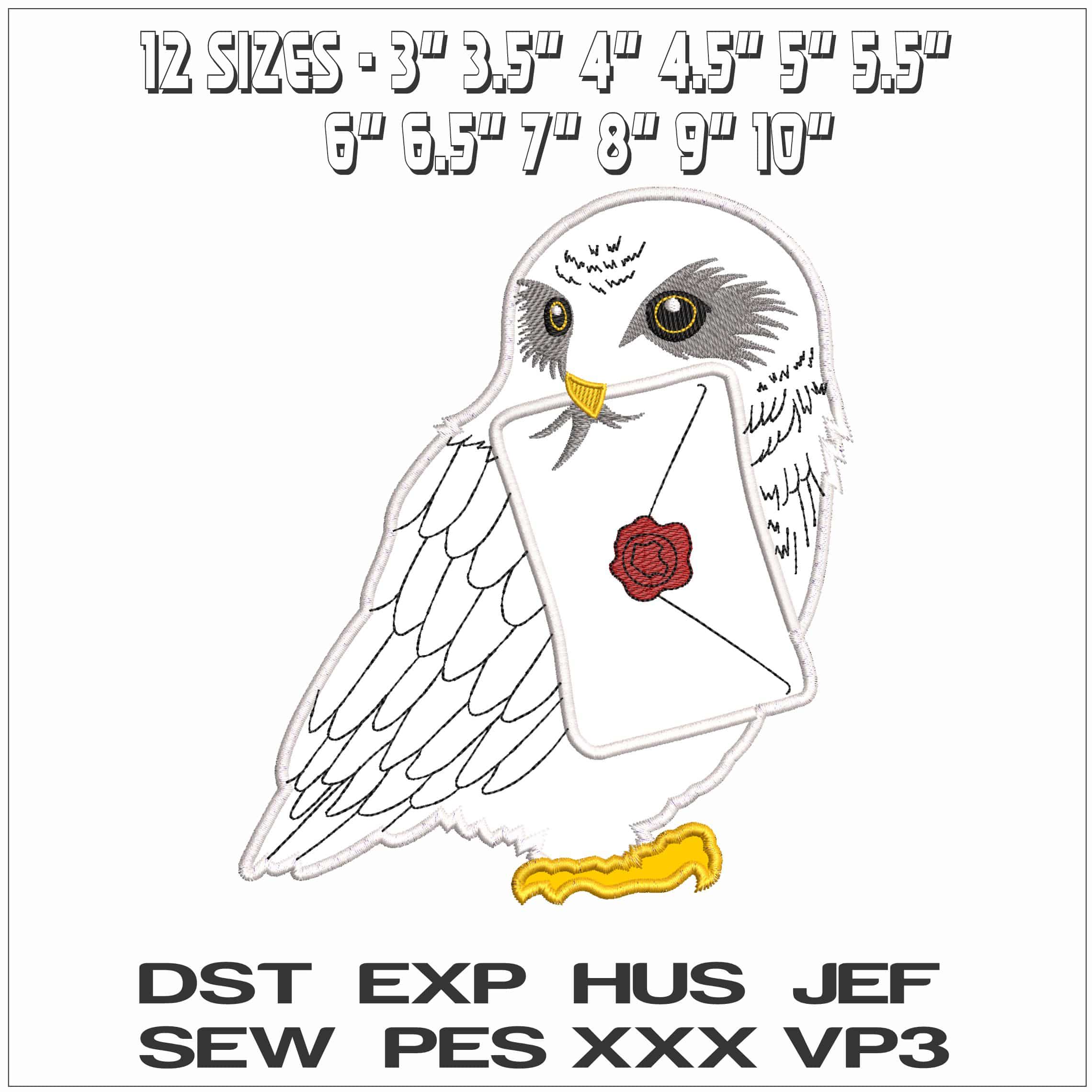 Hedwig letter Applique- Elegant embroidery design file - instant download — view 2