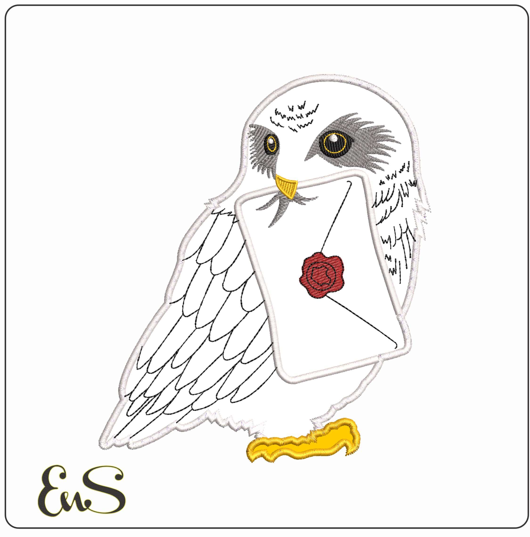 Hedwig letter Applique- Elegant embroidery design file - instant download