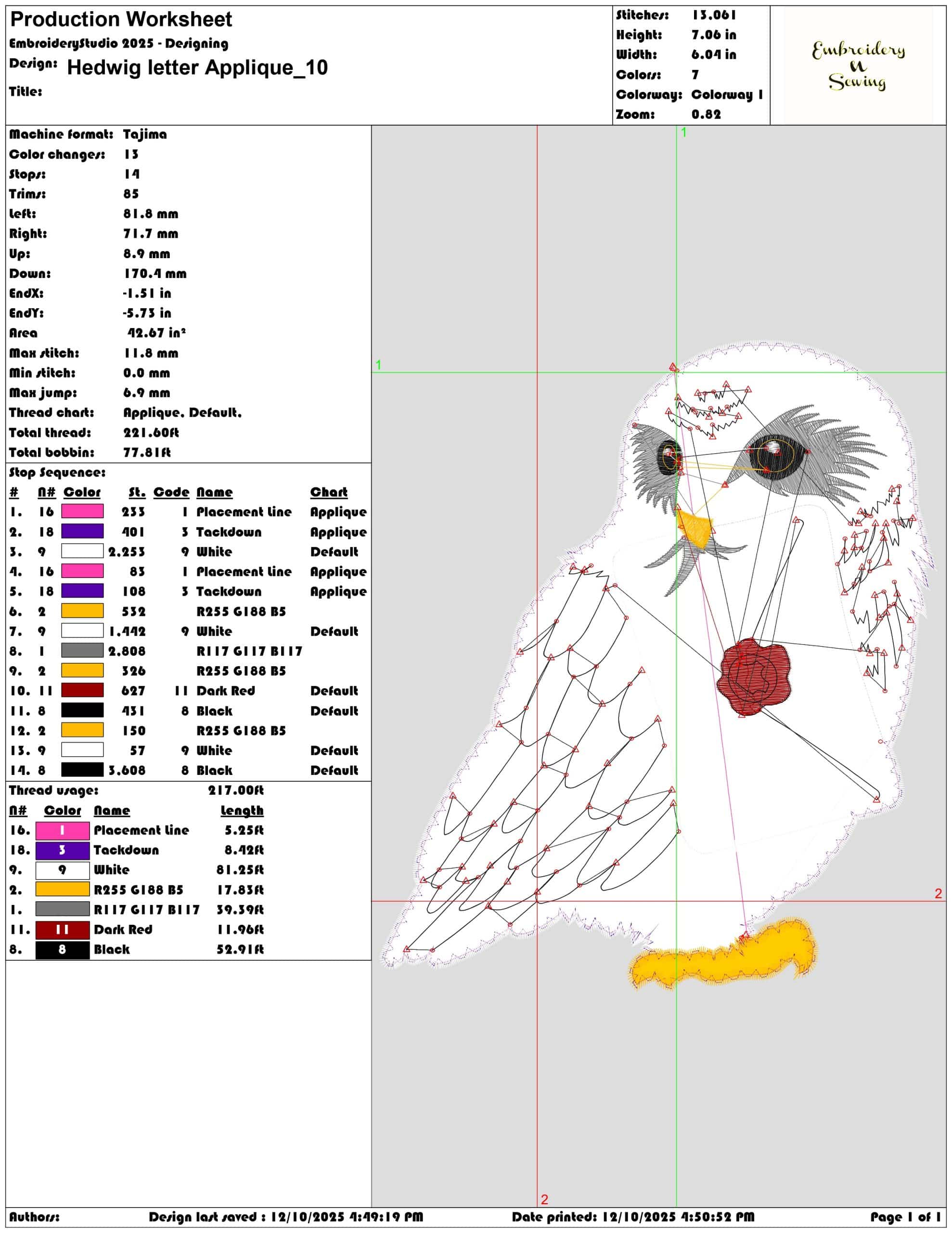 Hedwig letter Applique- Elegant embroidery design file - instant download — view 3