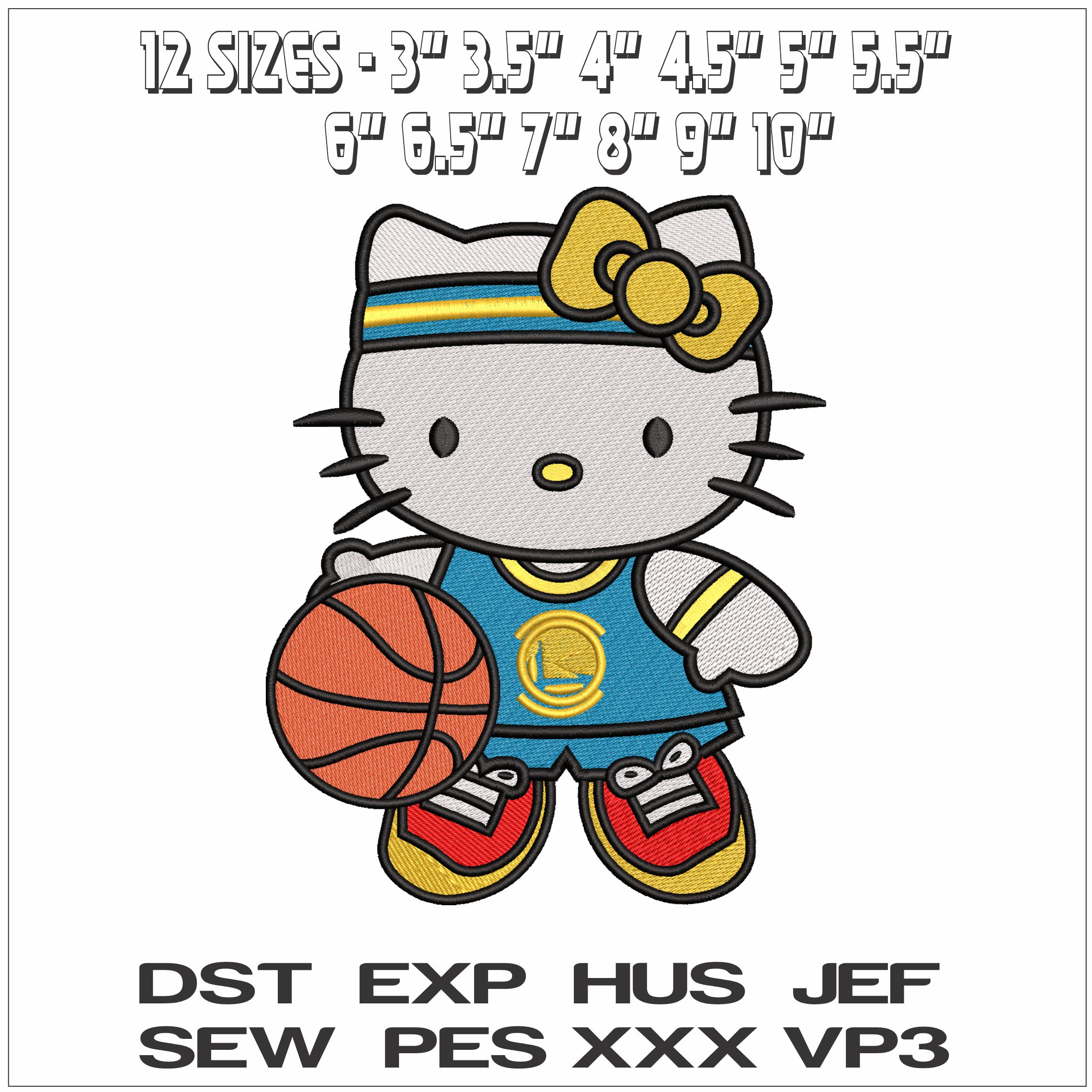 Hello Kitty Basketball- Elegant embroidery design file - instant download — view 2