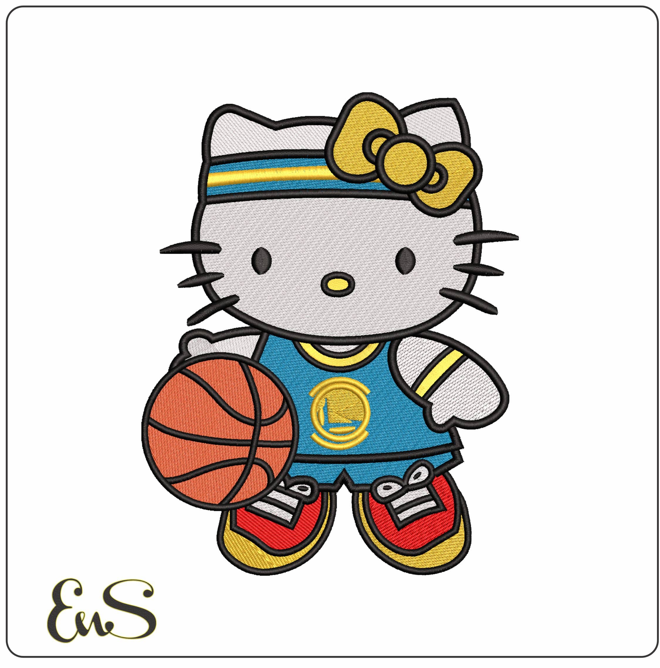Hello Kitty Basketball- Elegant embroidery design file - instant download