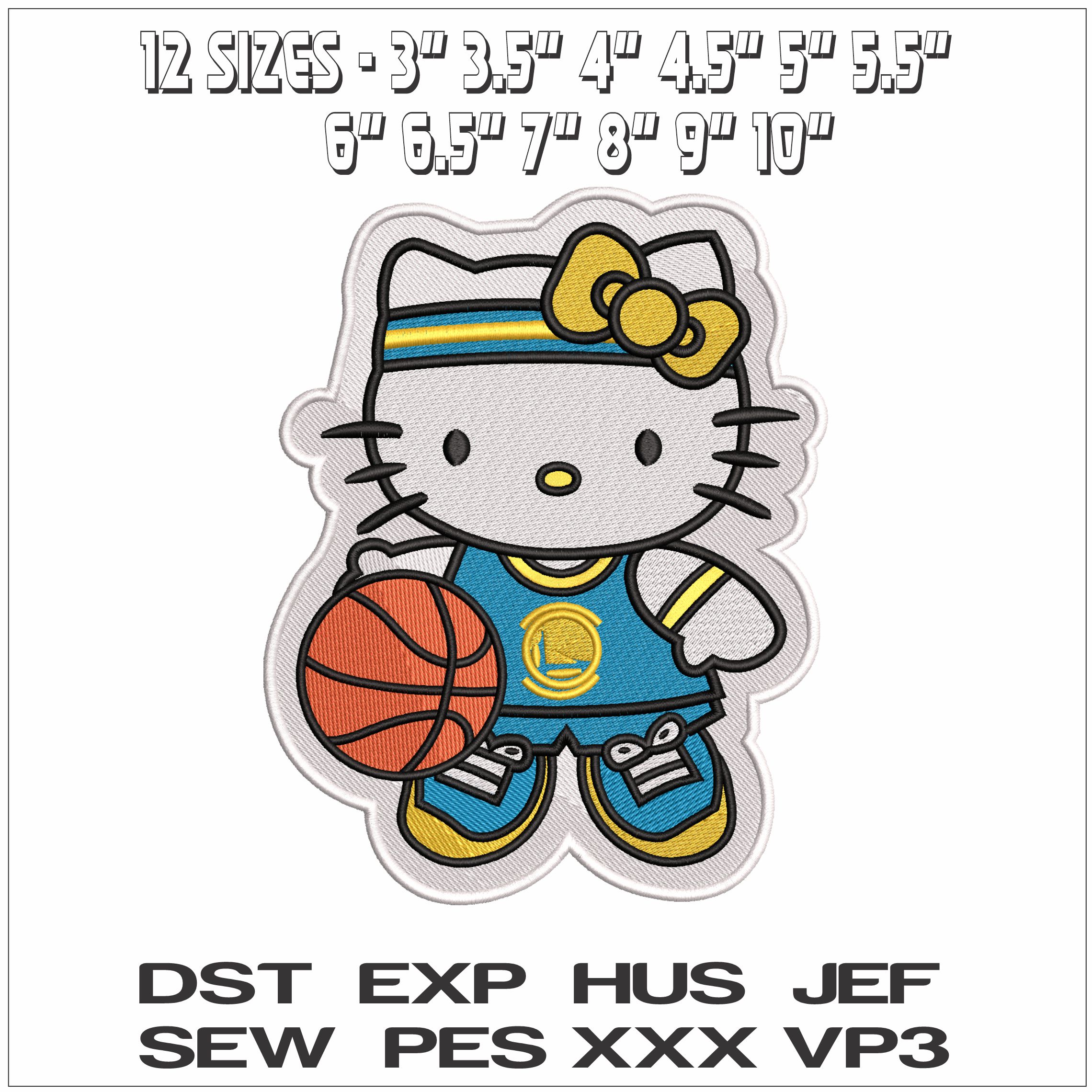 Hello Kitty Basketball with Outline- Elegant embroidery design file - instant download — view 2