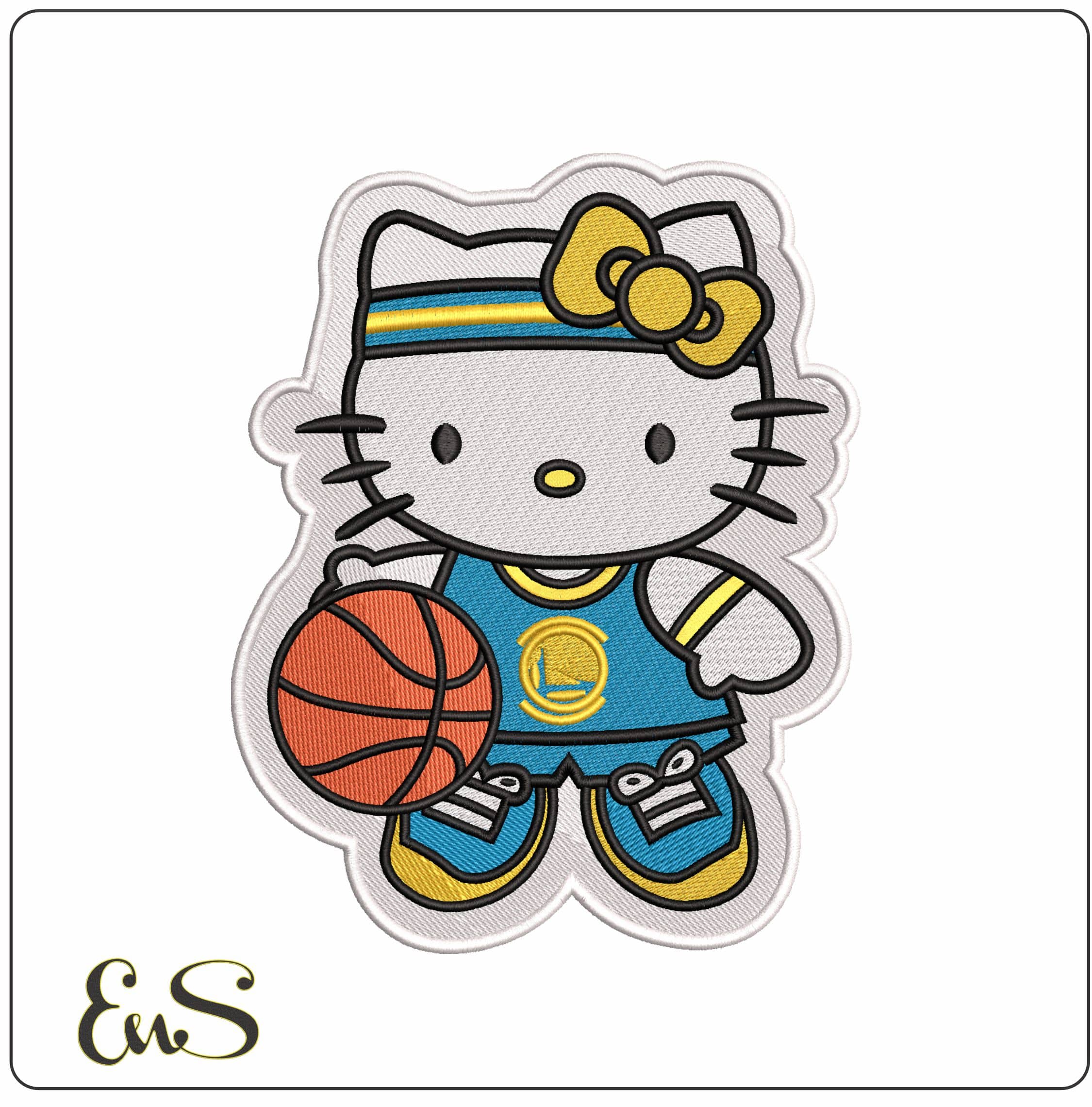 Hello Kitty Basketball with Outline- Elegant embroidery design file - instant download