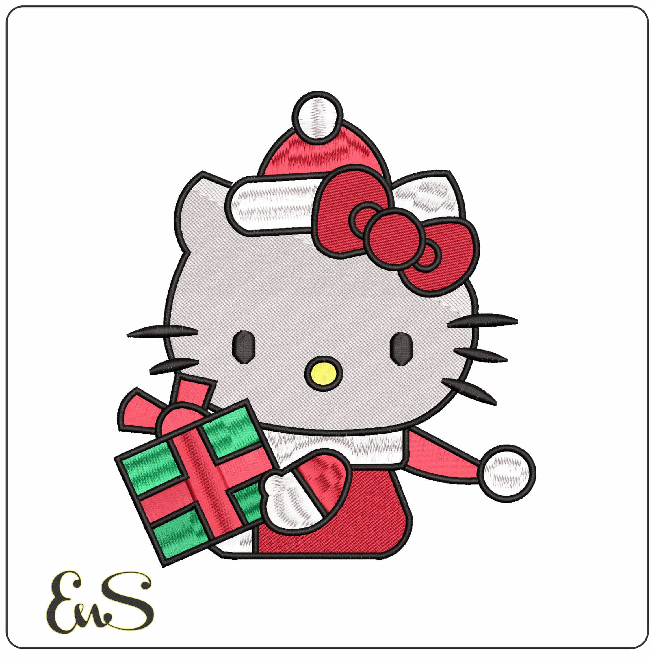 Hello Kitty Delivering a Present- Elegant embroidery design file - instant download