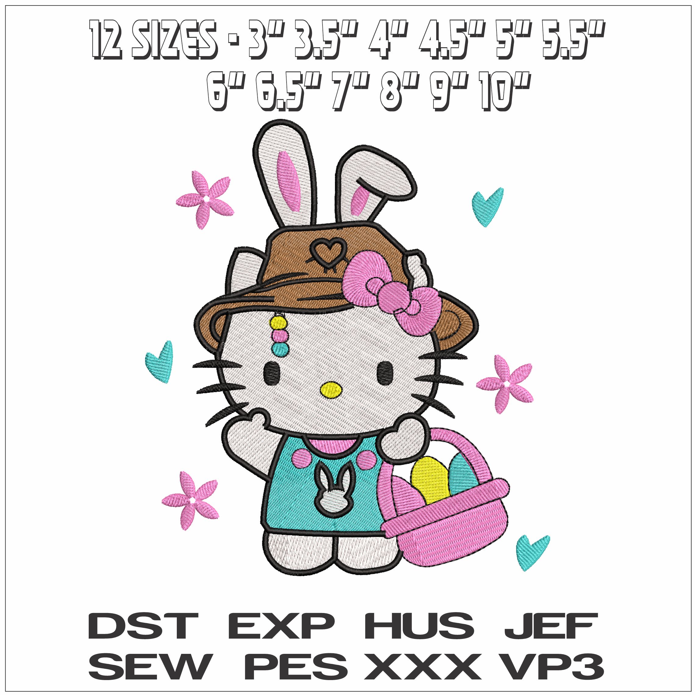 Hello Kitty Easter Bunny- Elegant embroidery design file - instant download — view 2