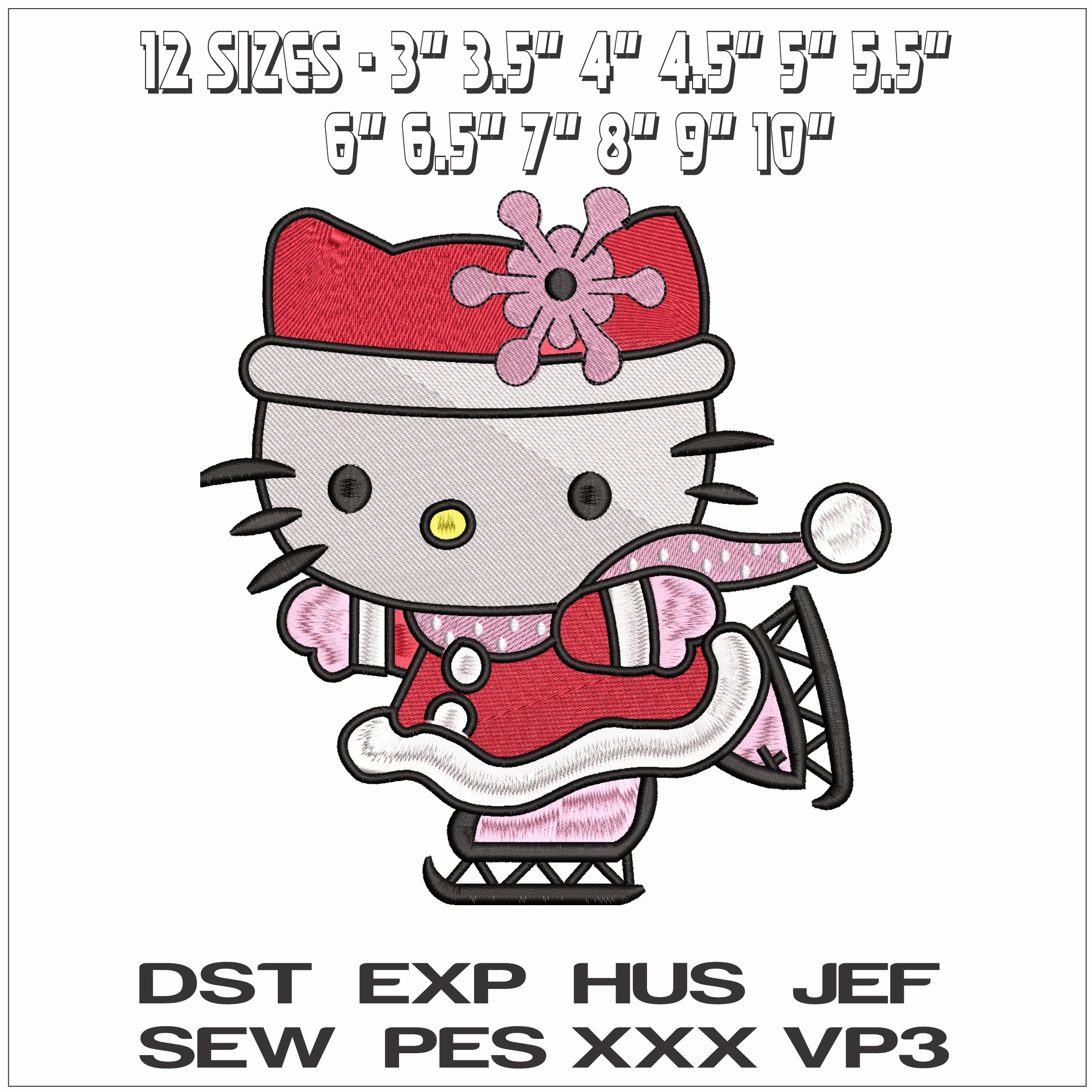 Hello Kitty Ice Skating- Elegant embroidery design file - instant download — view 2