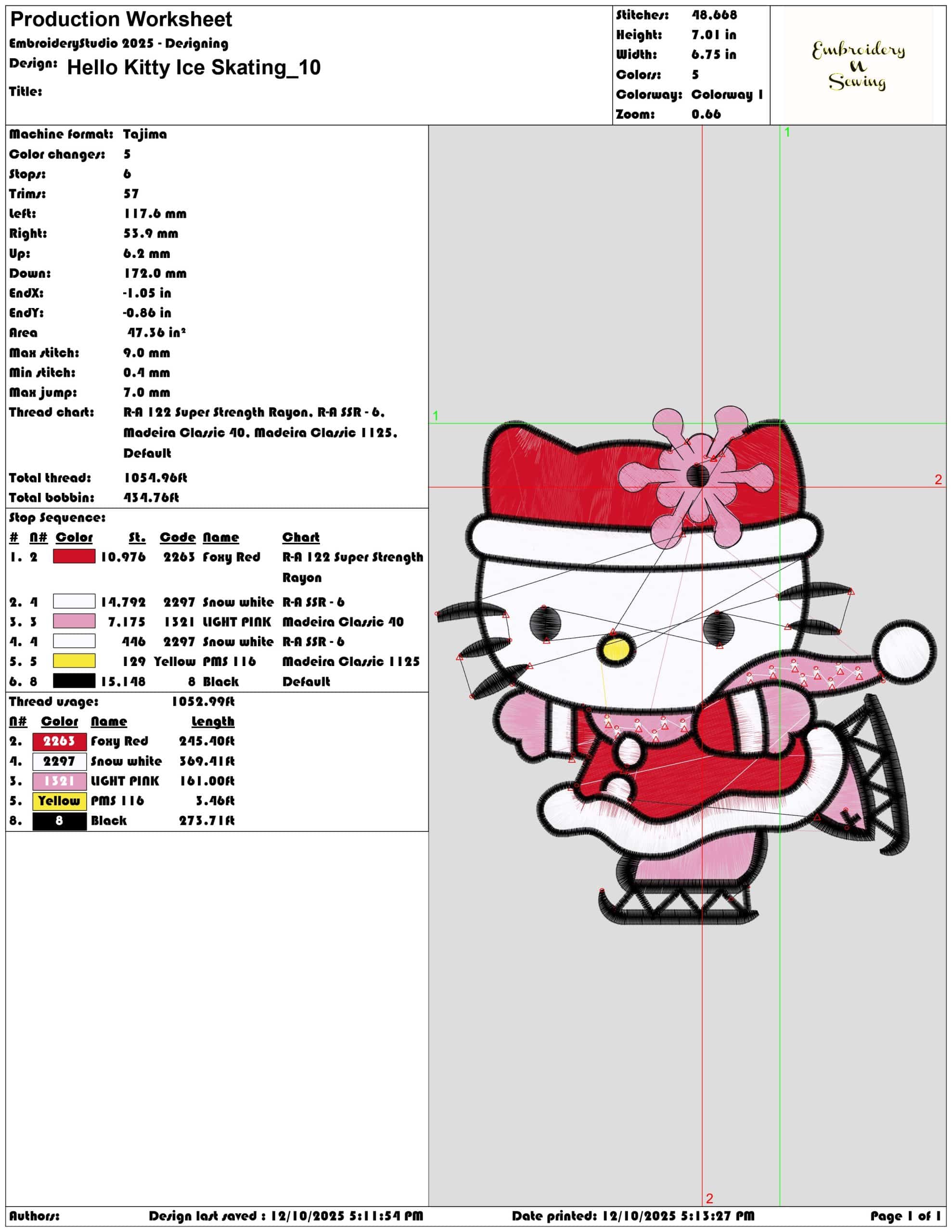 Hello Kitty Ice Skating- Elegant embroidery design file - instant download — view 3