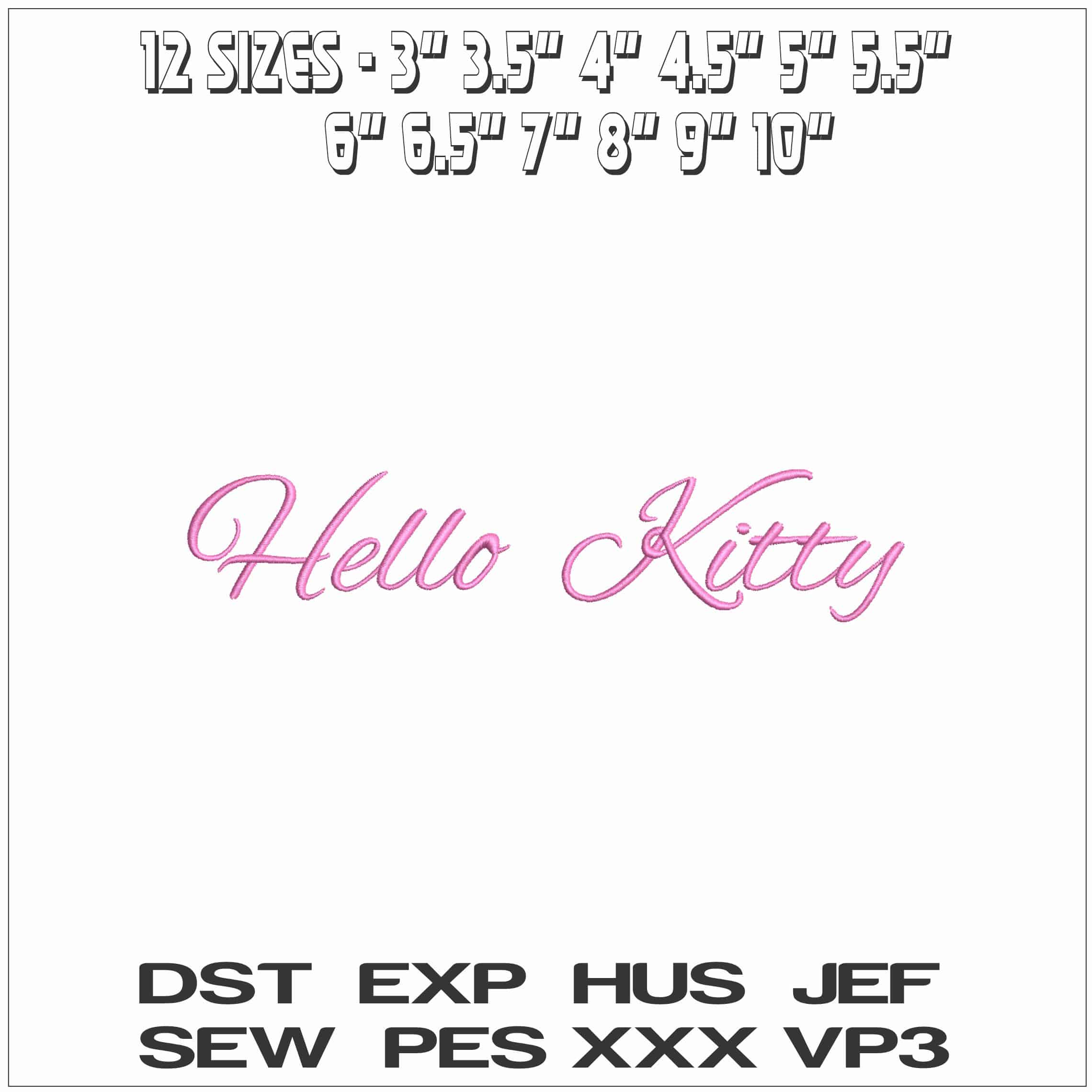 Hello Kitty Long Name- Elegant embroidery design file - instant download — view 2