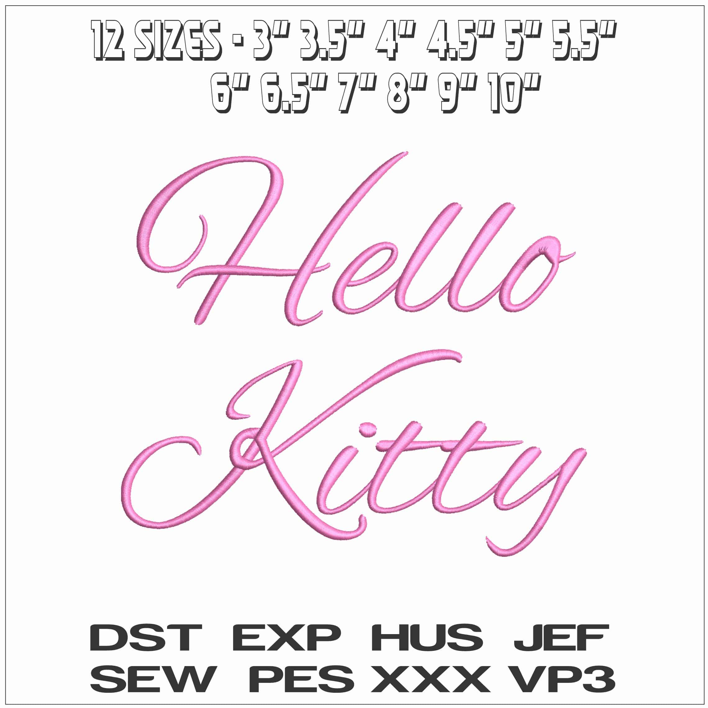 Hello Kitty Name- Elegant embroidery design file - instant download — view 2
