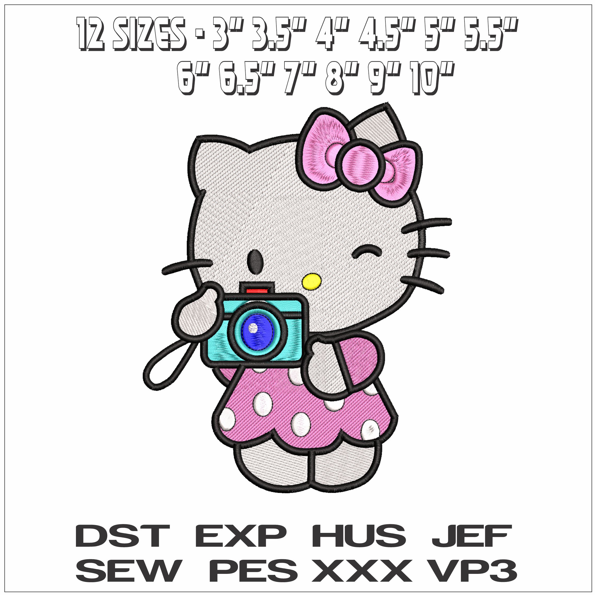 Hello Kitty Photographer- Elegant embroidery design file - instant download — view 2