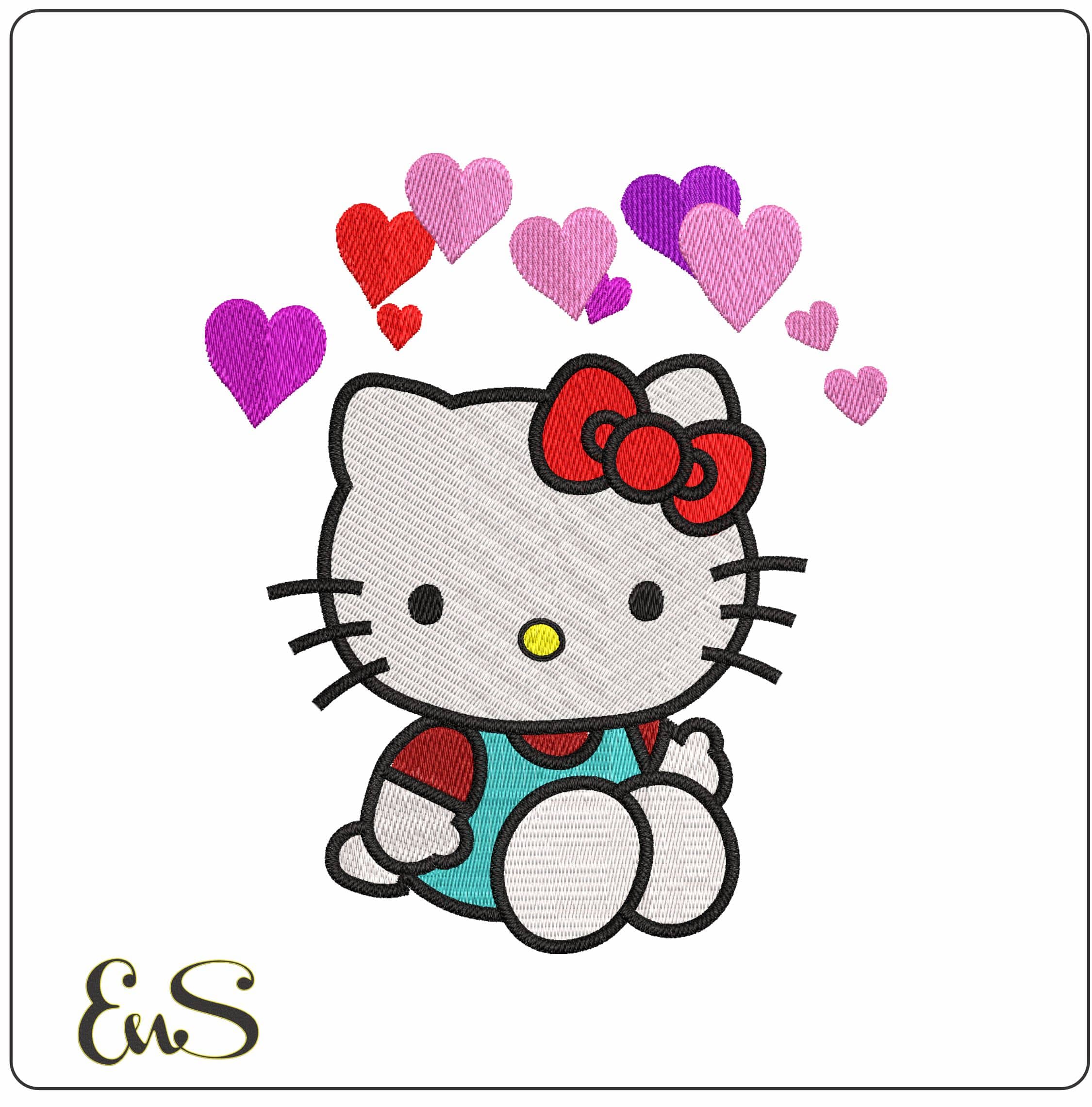 Hello Kitty Sitting Down- Elegant embroidery design file - instant download