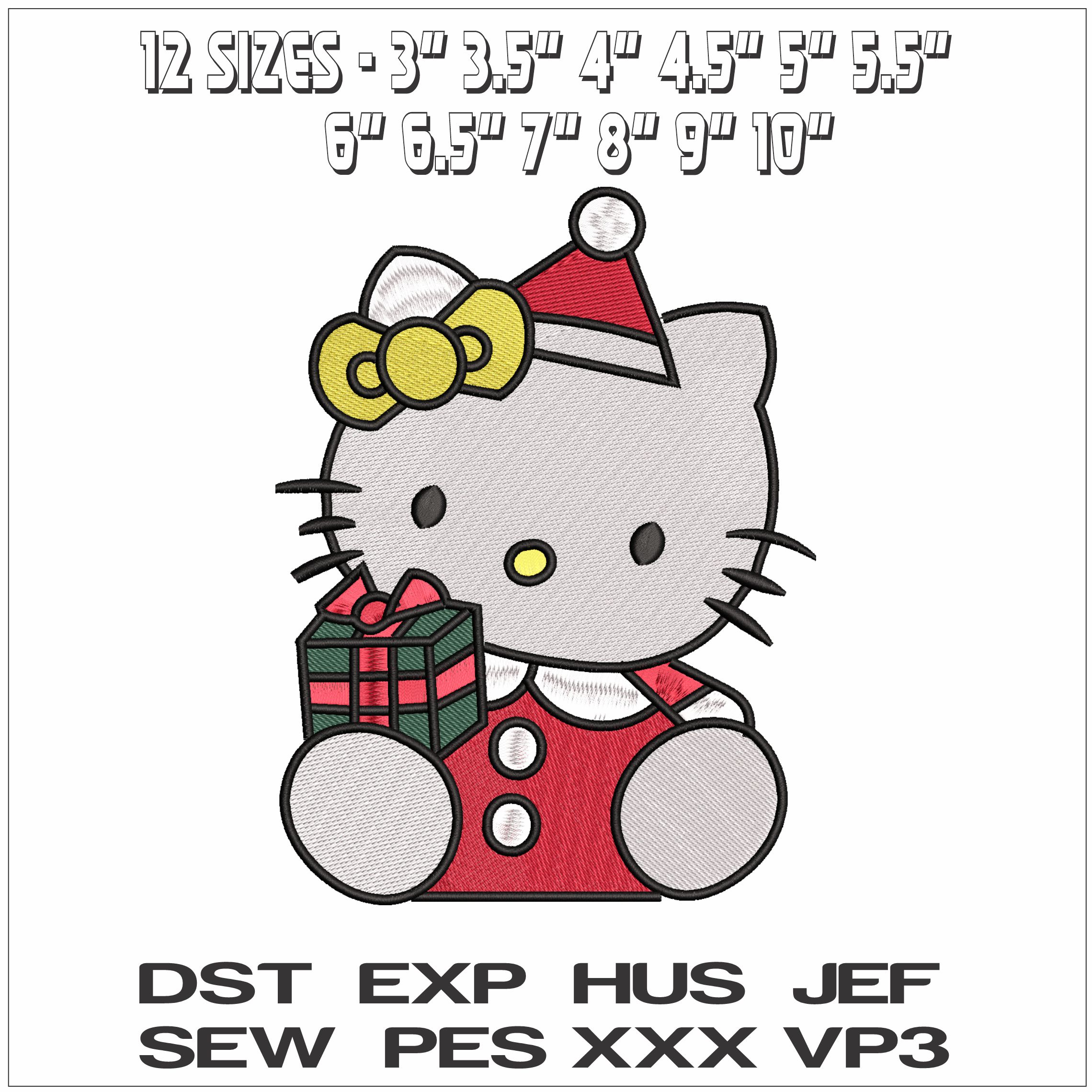 Hello Kitty With a Present- Elegant embroidery design file - instant download — view 2