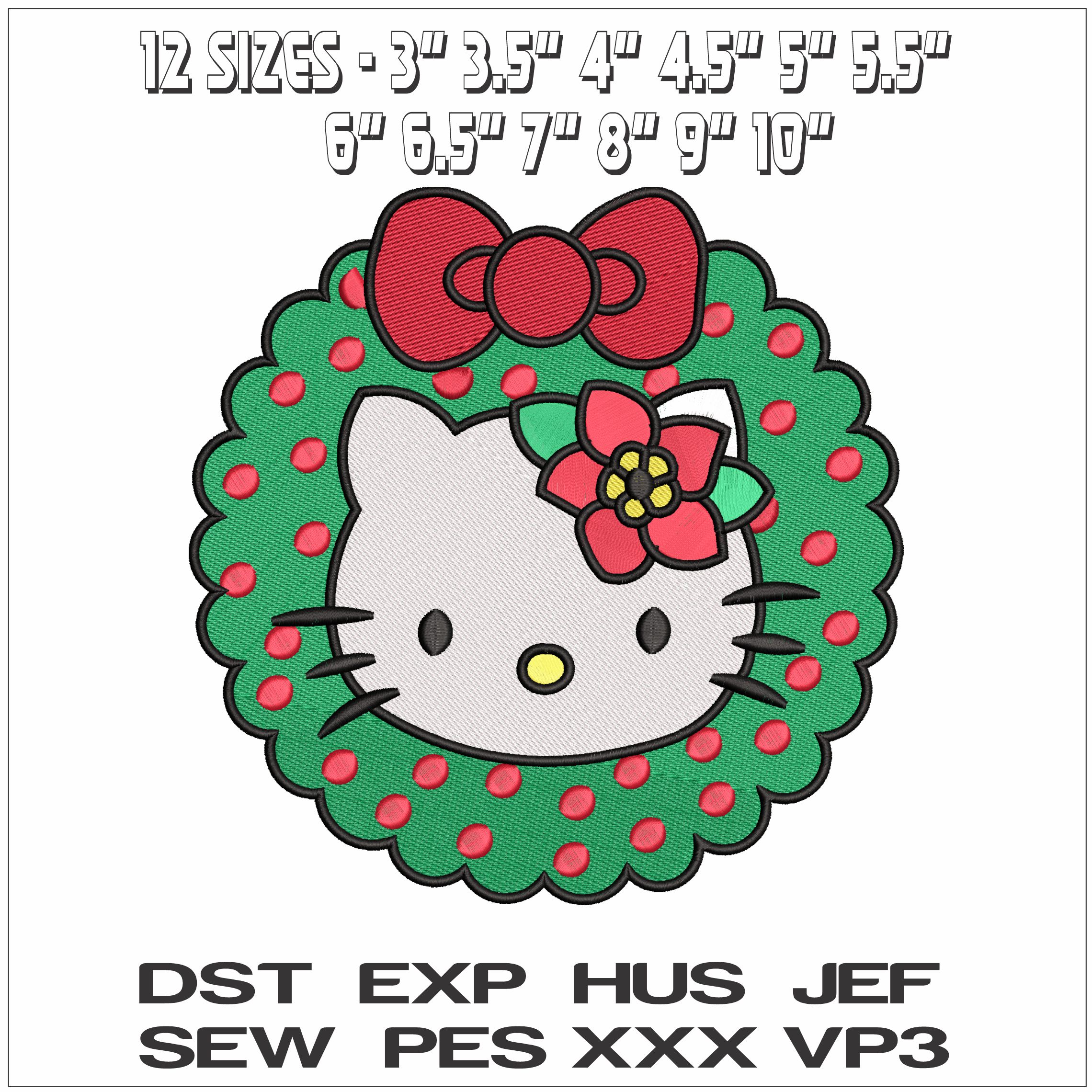 Hello Kitty Wreath- Elegant embroidery design file - instant download — view 2