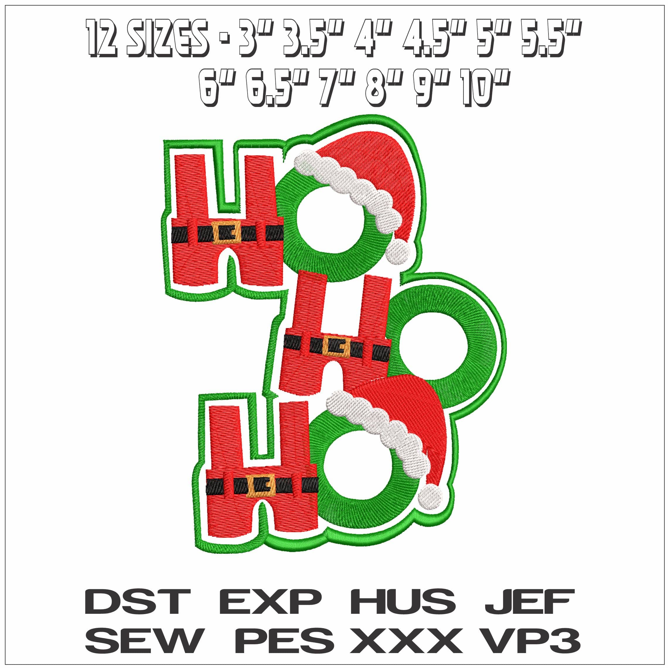 Ho Ho Ho Xmas- Elegant embroidery design file - instant download — view 2