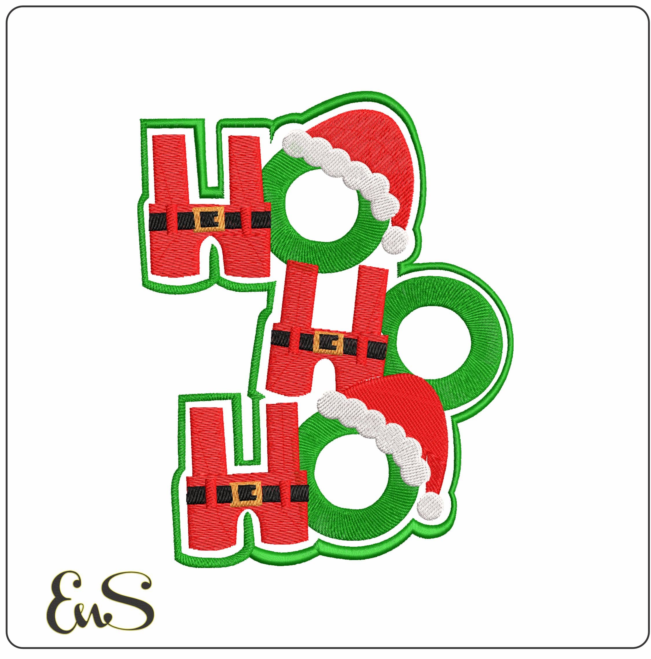 Ho Ho Ho Xmas- Elegant embroidery design file - instant download
