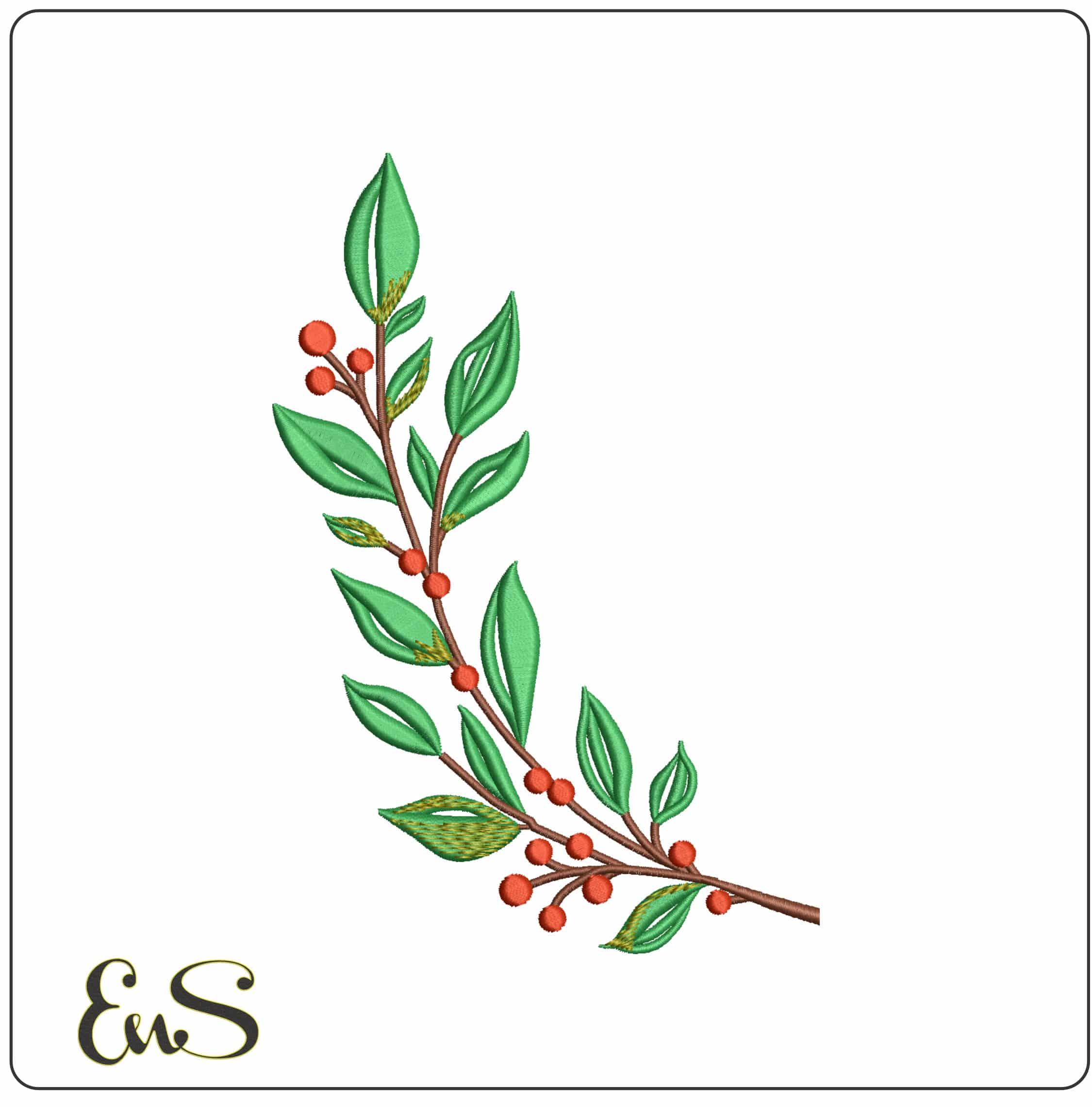 Holly Leaf and Berries- Elegant embroidery design file - instant download