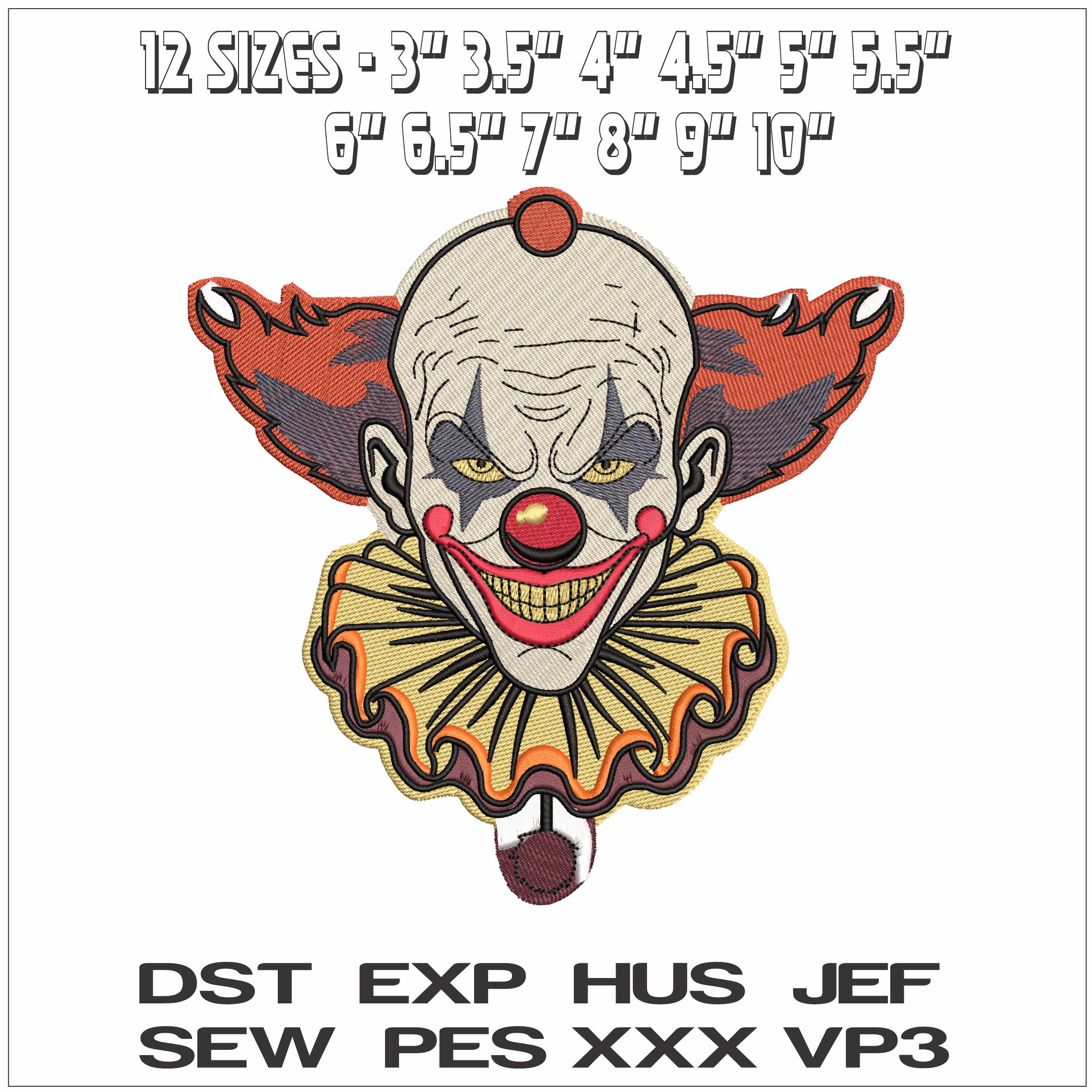 Horror Clown Joker Face- Elegant embroidery design file - instant download — view 2