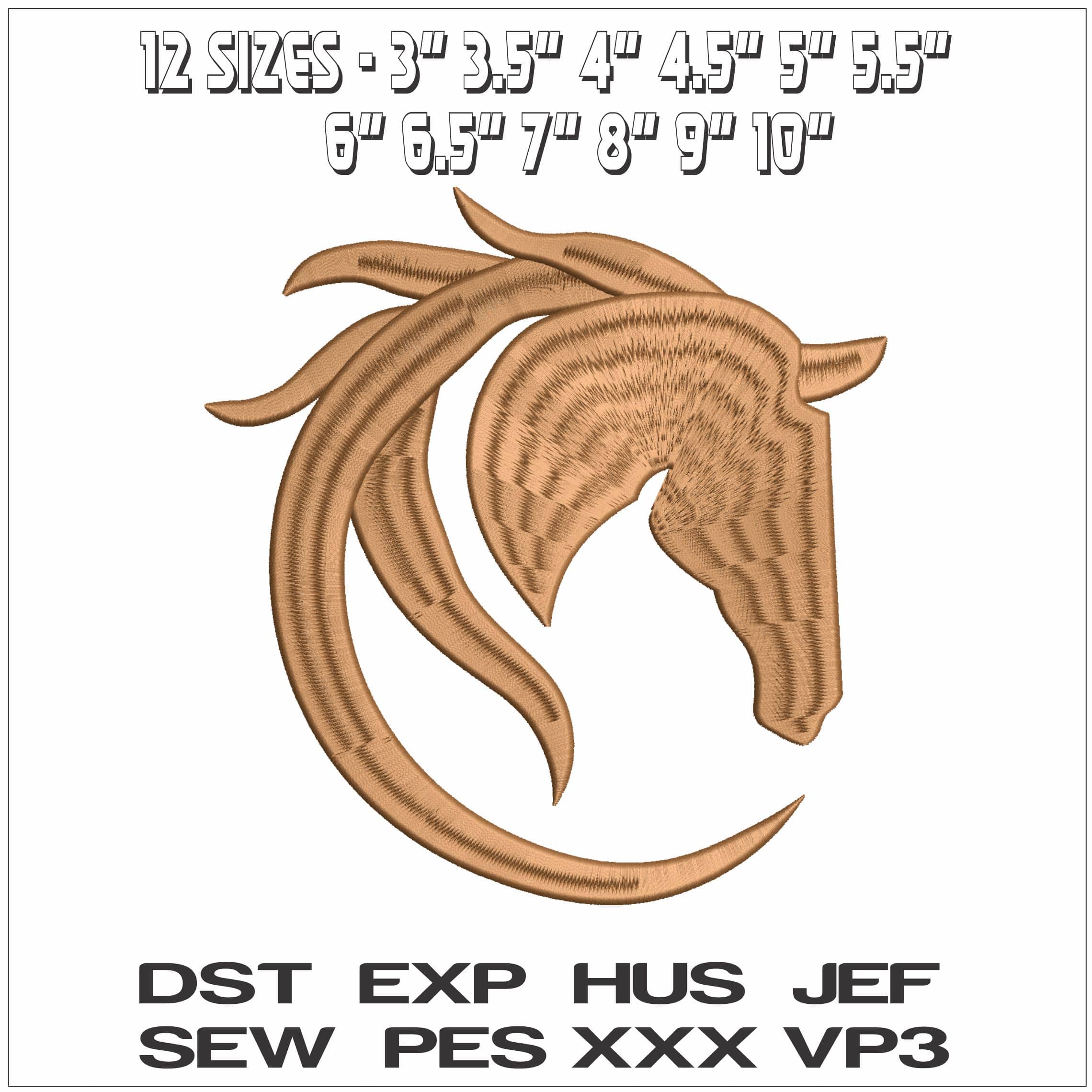 Horse Revelations Shiloette- Elegant embroidery design file - instant download — view 2