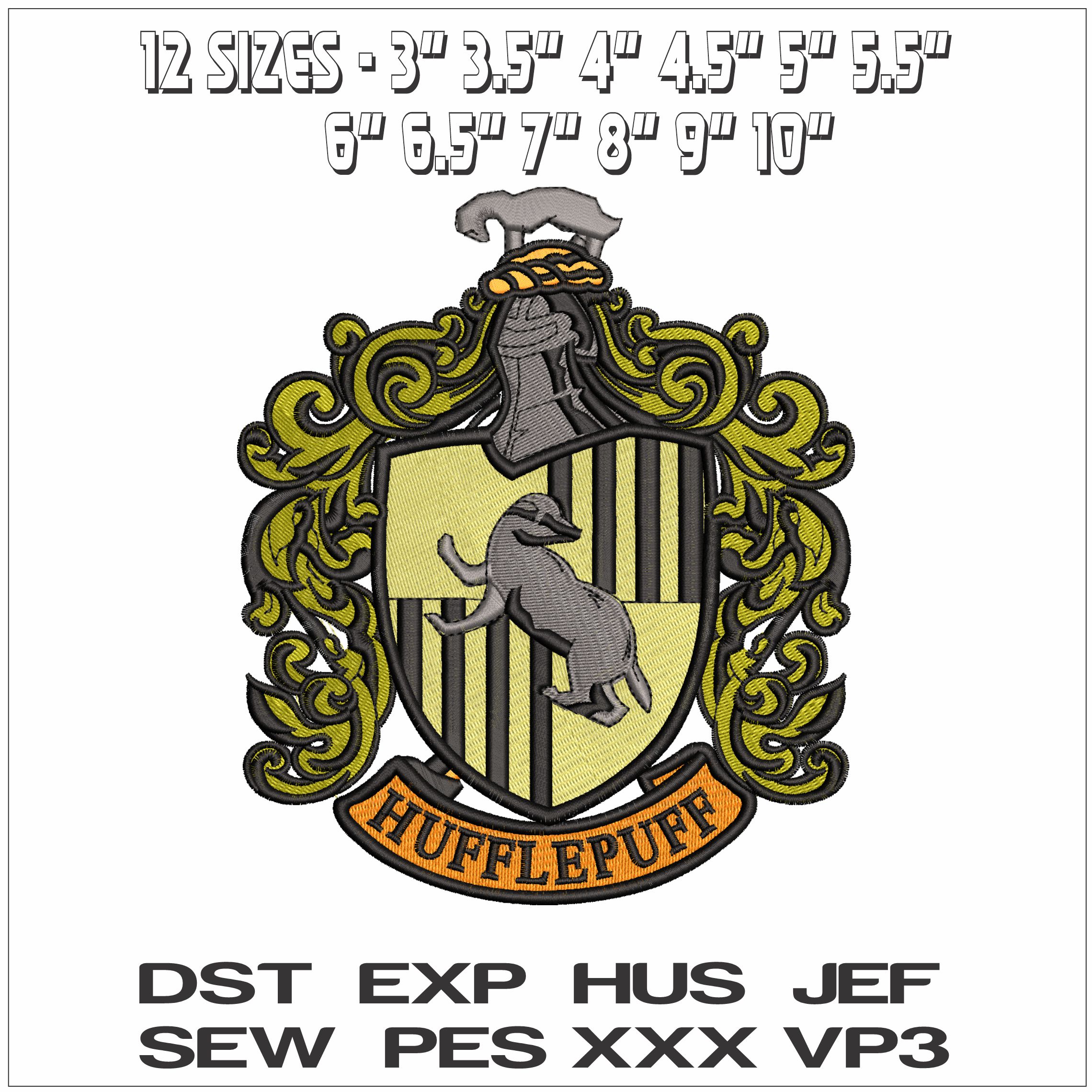 Huffle Puff Coat of Arms Harry Potter- Elegant embroidery design file - instant download — view 2