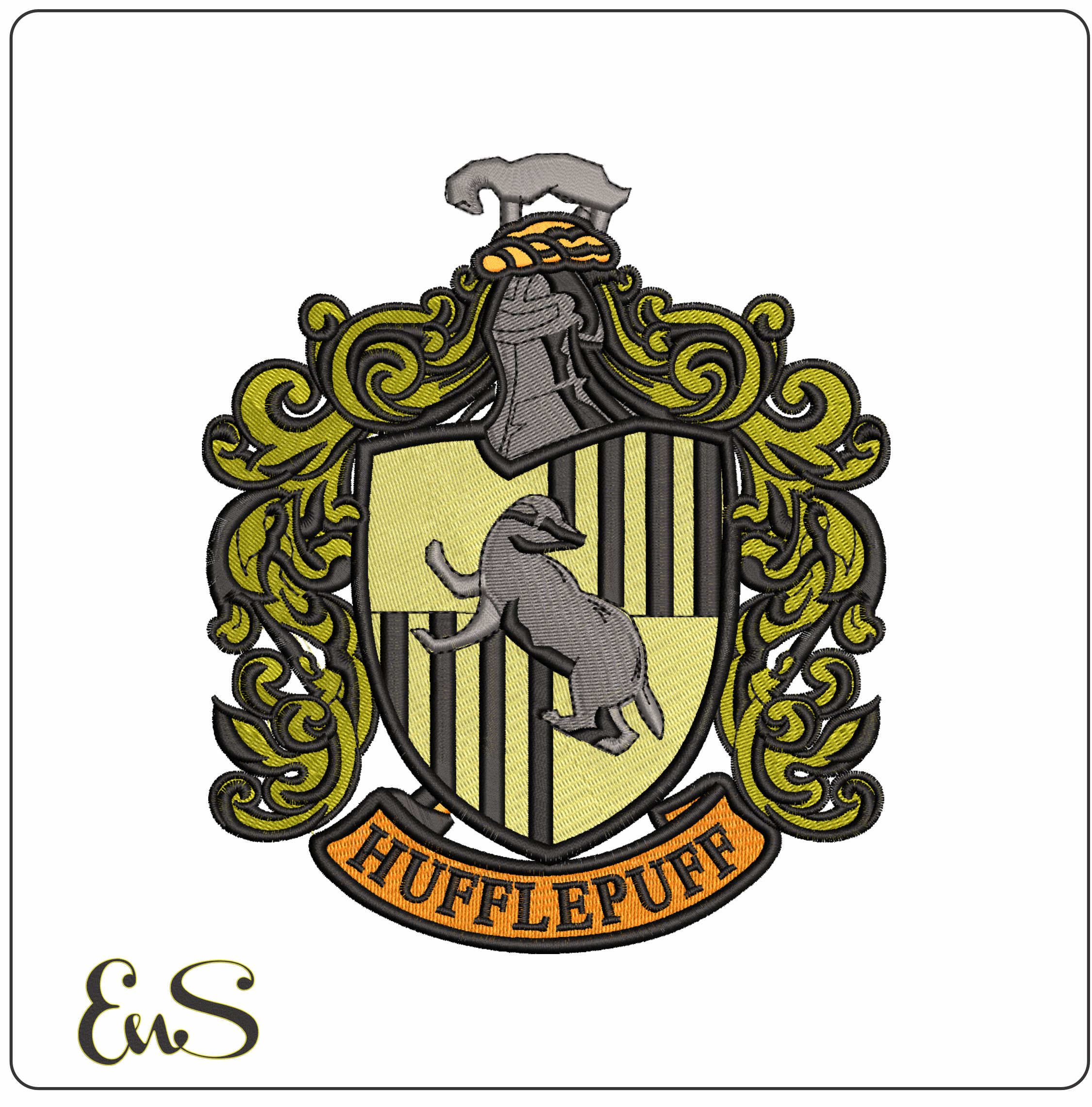 Huffle Puff Coat of Arms Harry Potter- Elegant embroidery design file - instant download