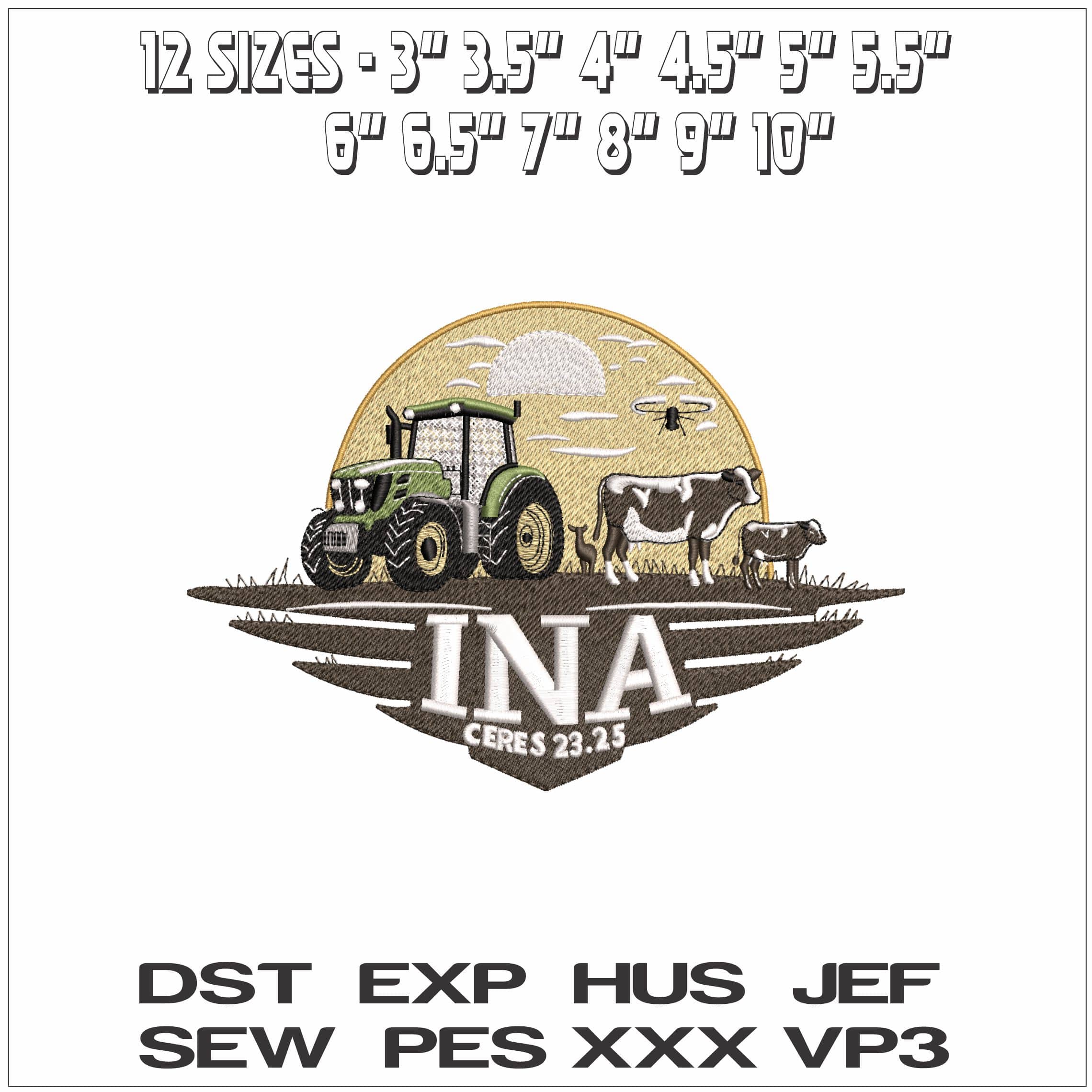 INA Farms- Elegant embroidery design file - instant download — view 2