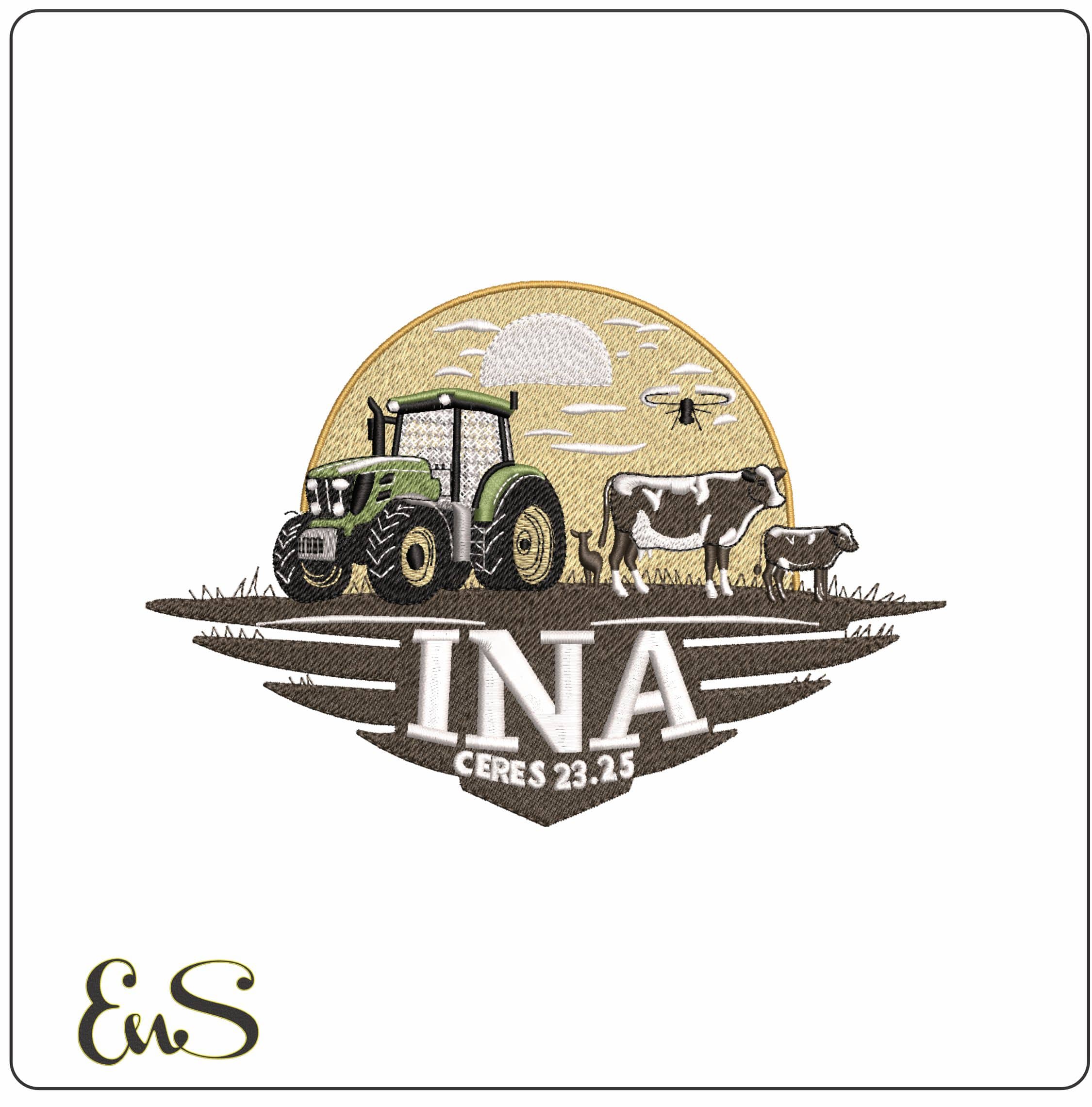 INA Farms- Elegant embroidery design file - instant download