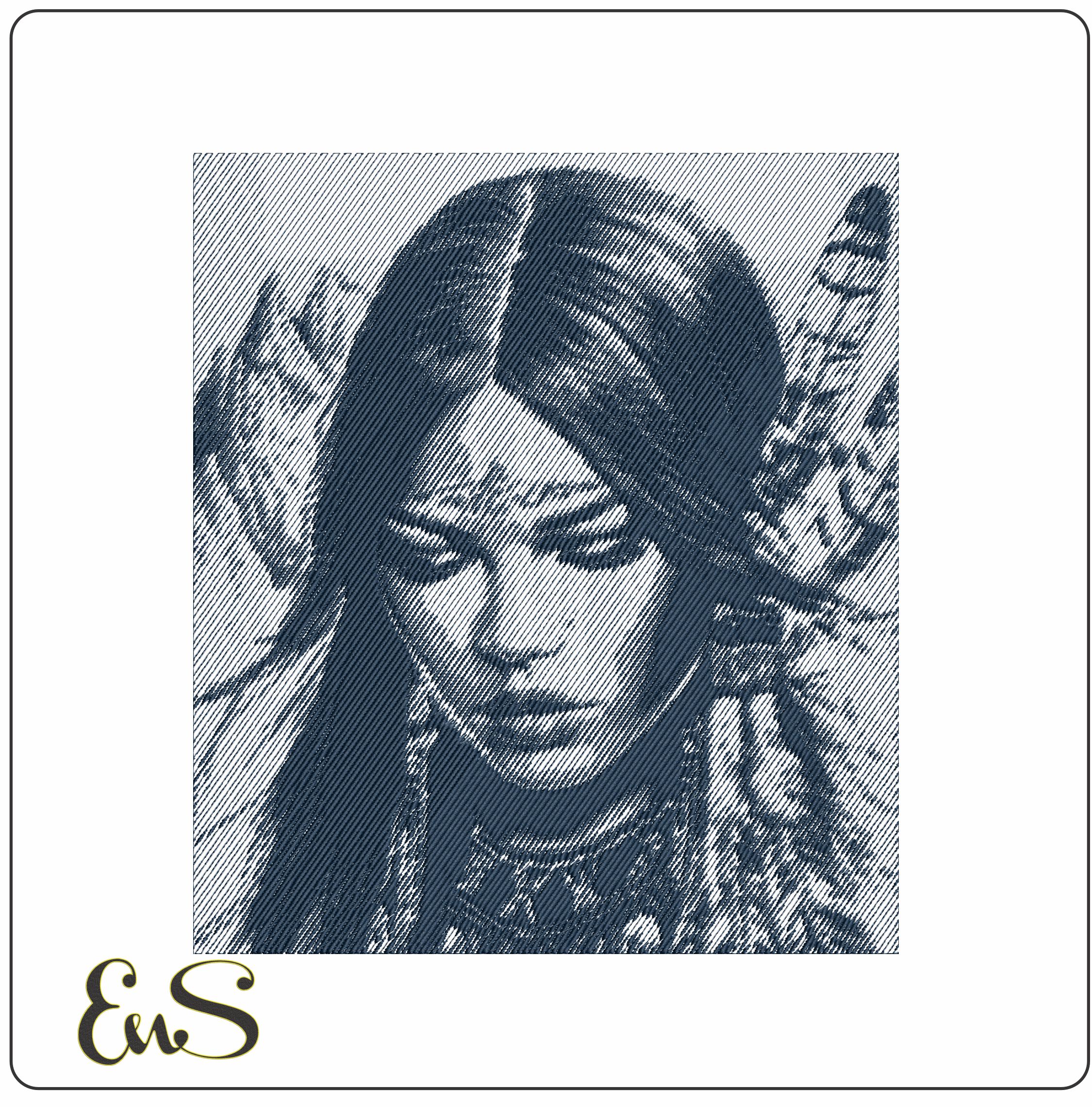 Indian Line art Shading- Elegant embroidery design file - instant download