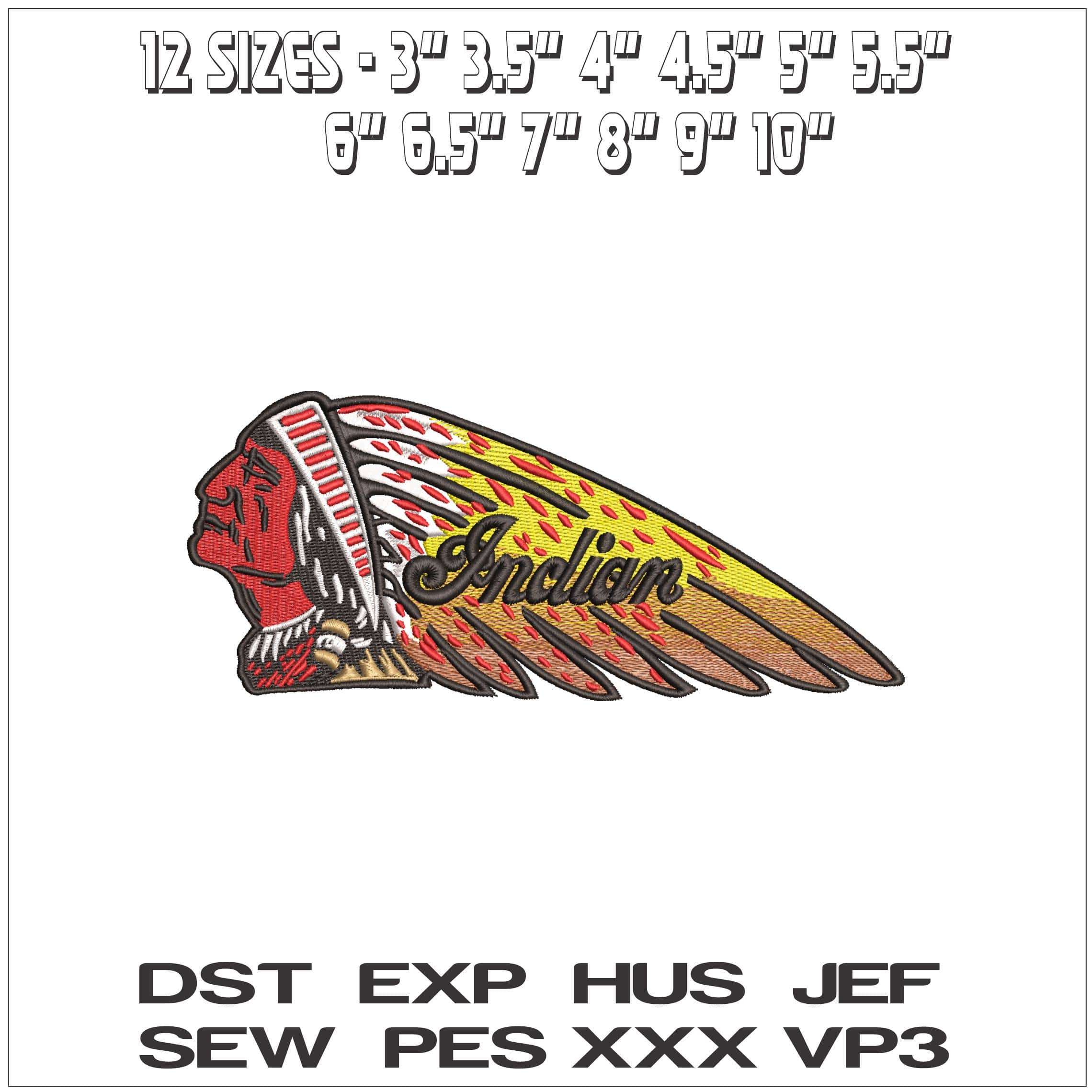 Indian Motor Cycle- Elegant embroidery design file - instant download — view 2