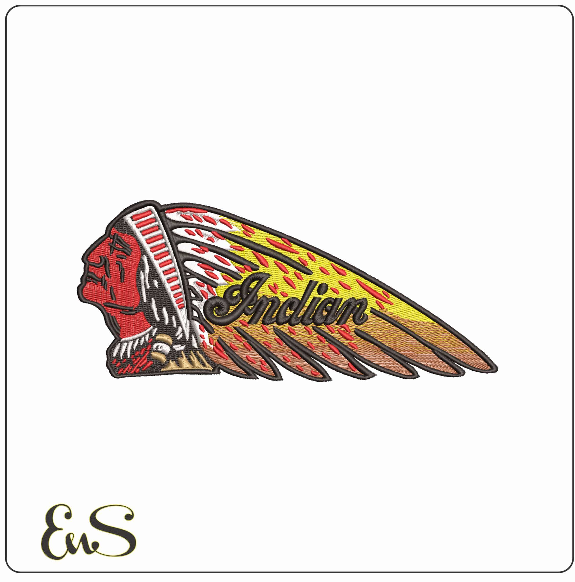Indian Motor Cycle- Elegant embroidery design file - instant download