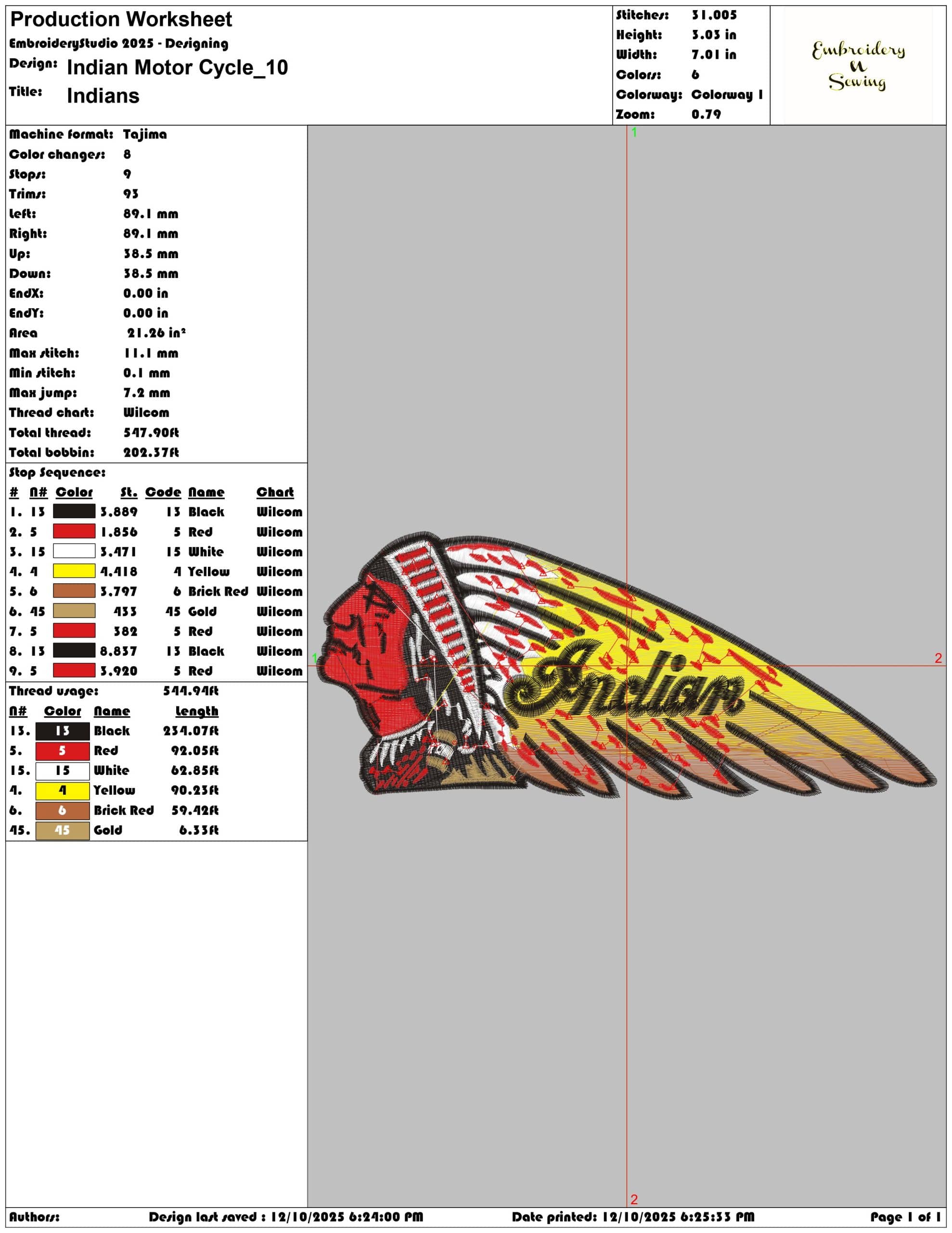 Indian Motor Cycle- Elegant embroidery design file - instant download — view 3