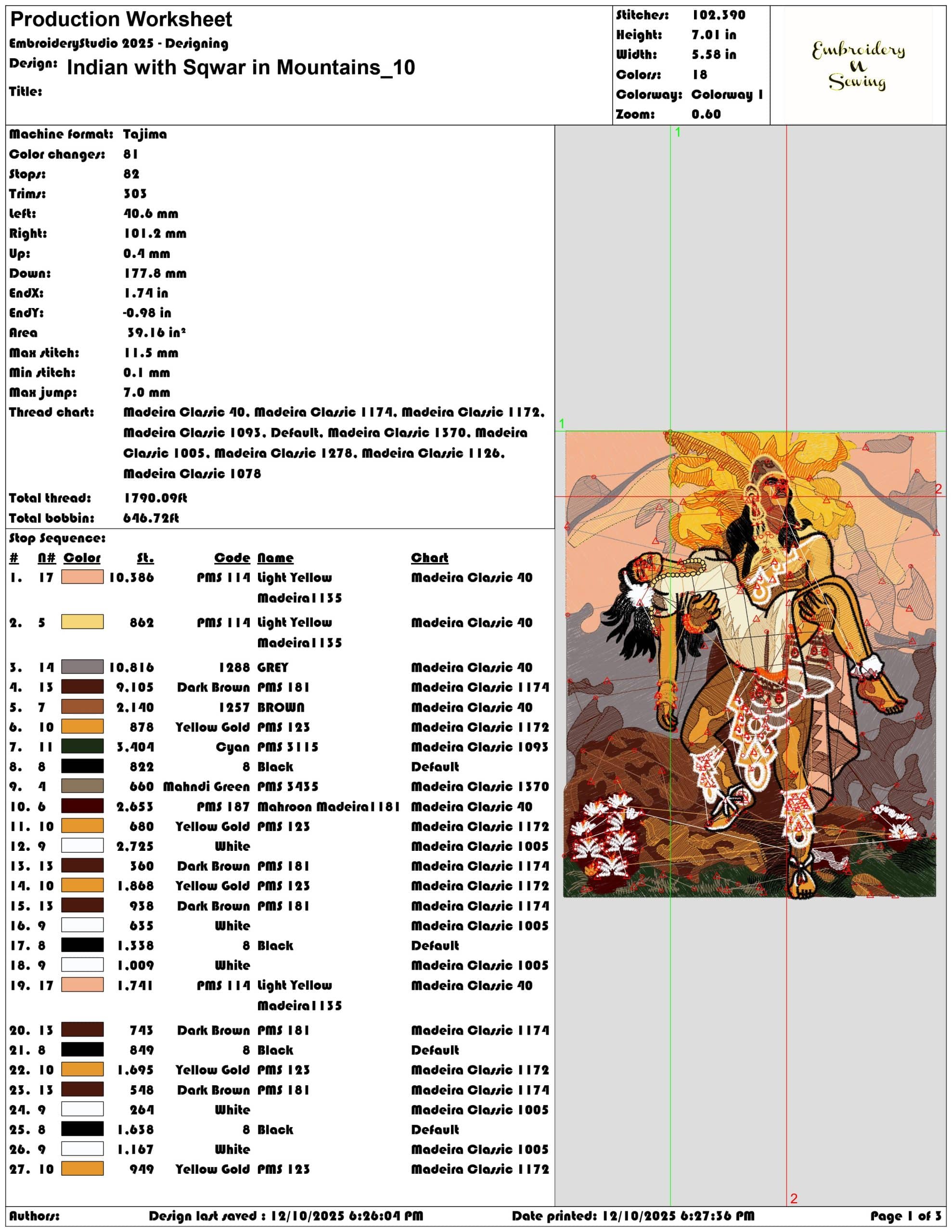 Indian with Sqwar in Mountains- Elegant embroidery design file - instant download — view 3