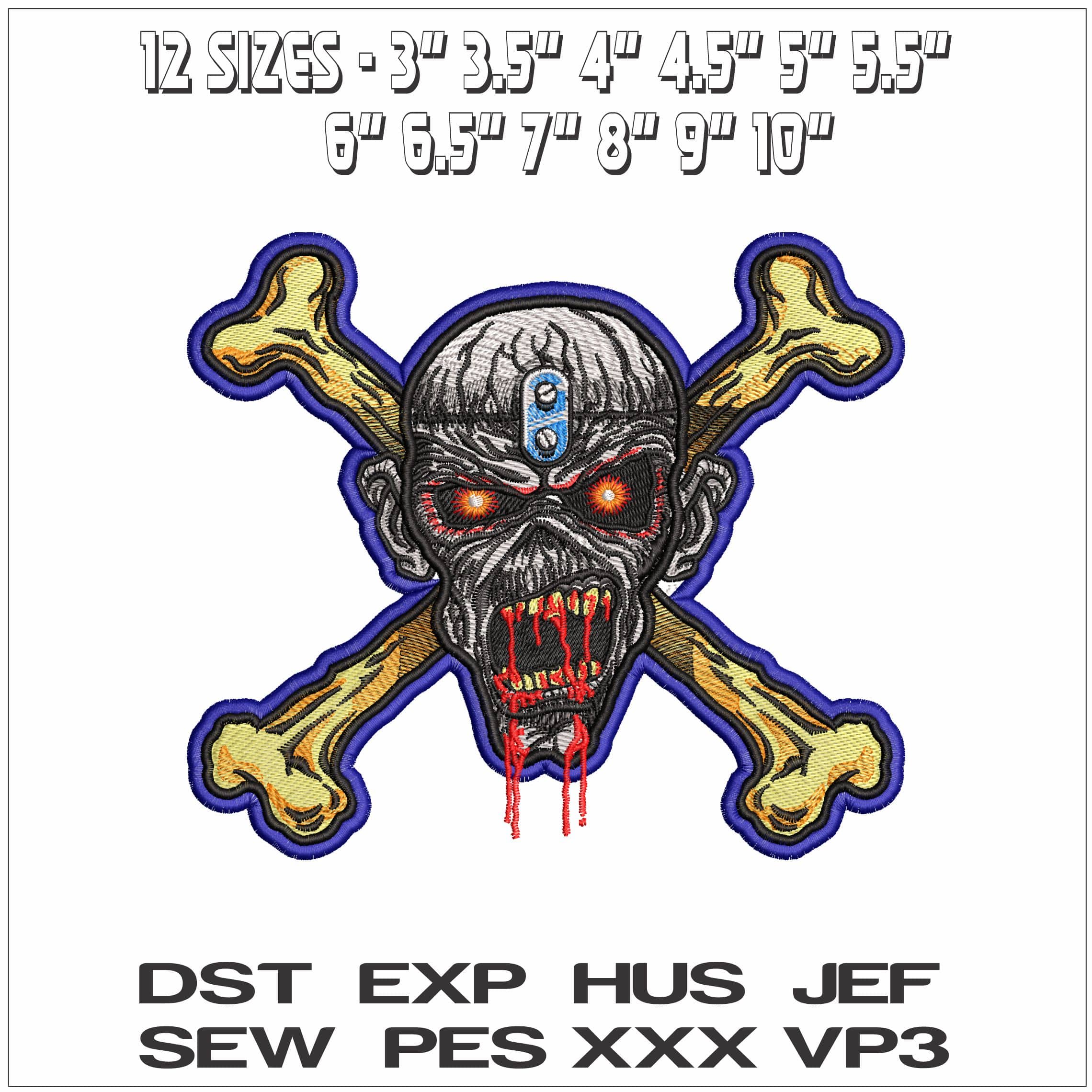 Iron Maiden Loius Crossbones- Elegant embroidery design file - instant download — view 2