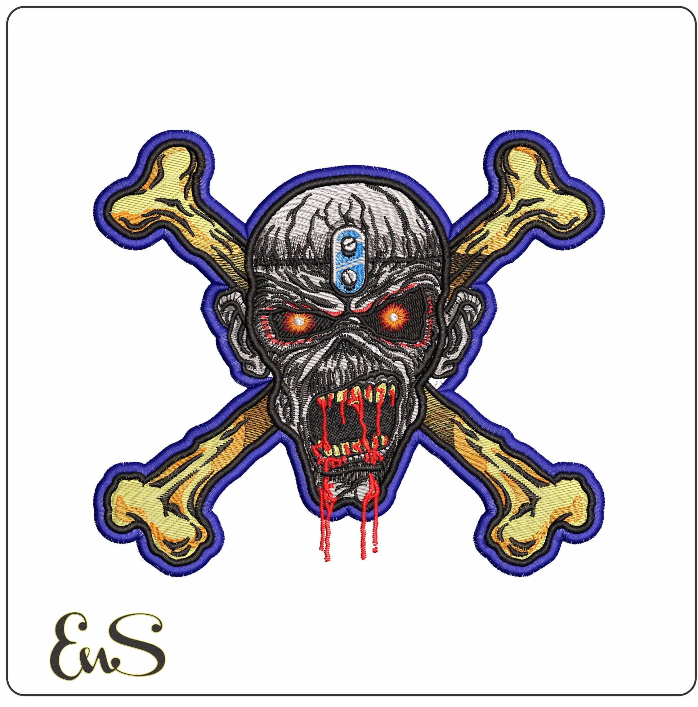 Iron Maiden Loius Crossbones- Elegant embroidery design file - instant download