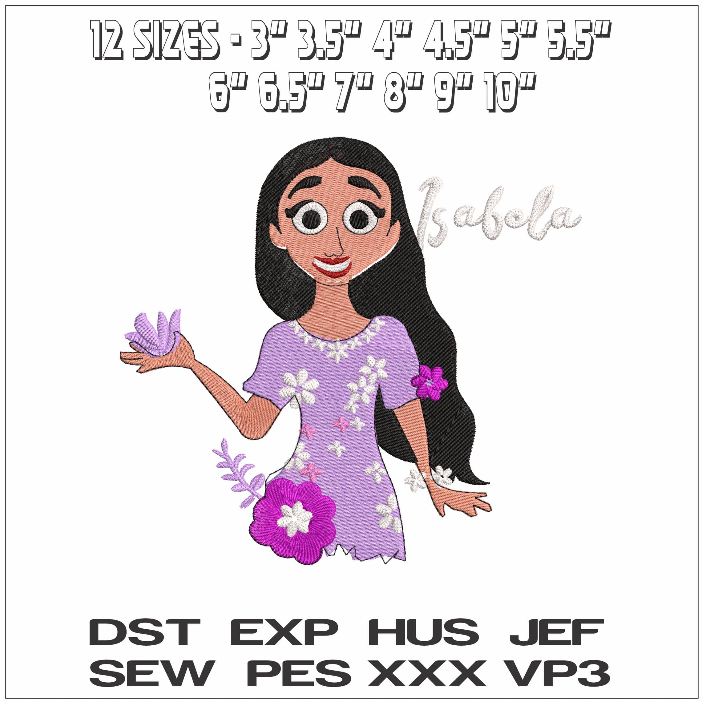 Isabela Madrigal with Name Encanto- Elegant embroidery design file - instant download — view 2