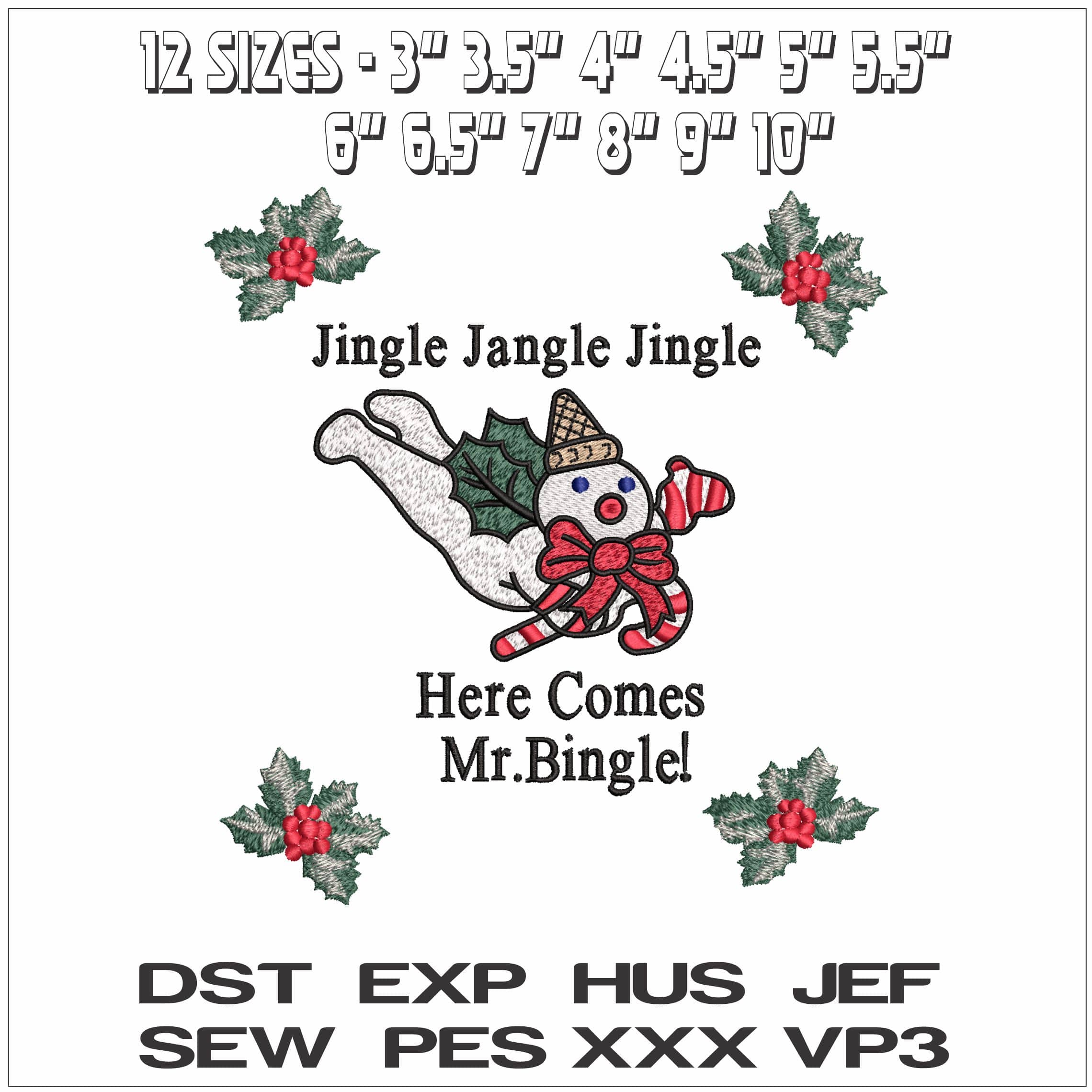 Jingle Jangle Mr Bingle- Elegant embroidery design file - instant download — view 2