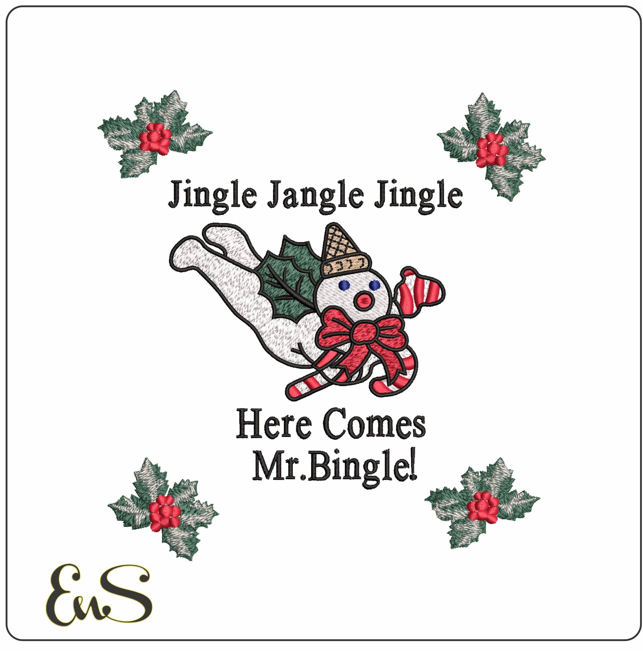 Jingle Jangle Mr Bingle- Elegant embroidery design file - instant download