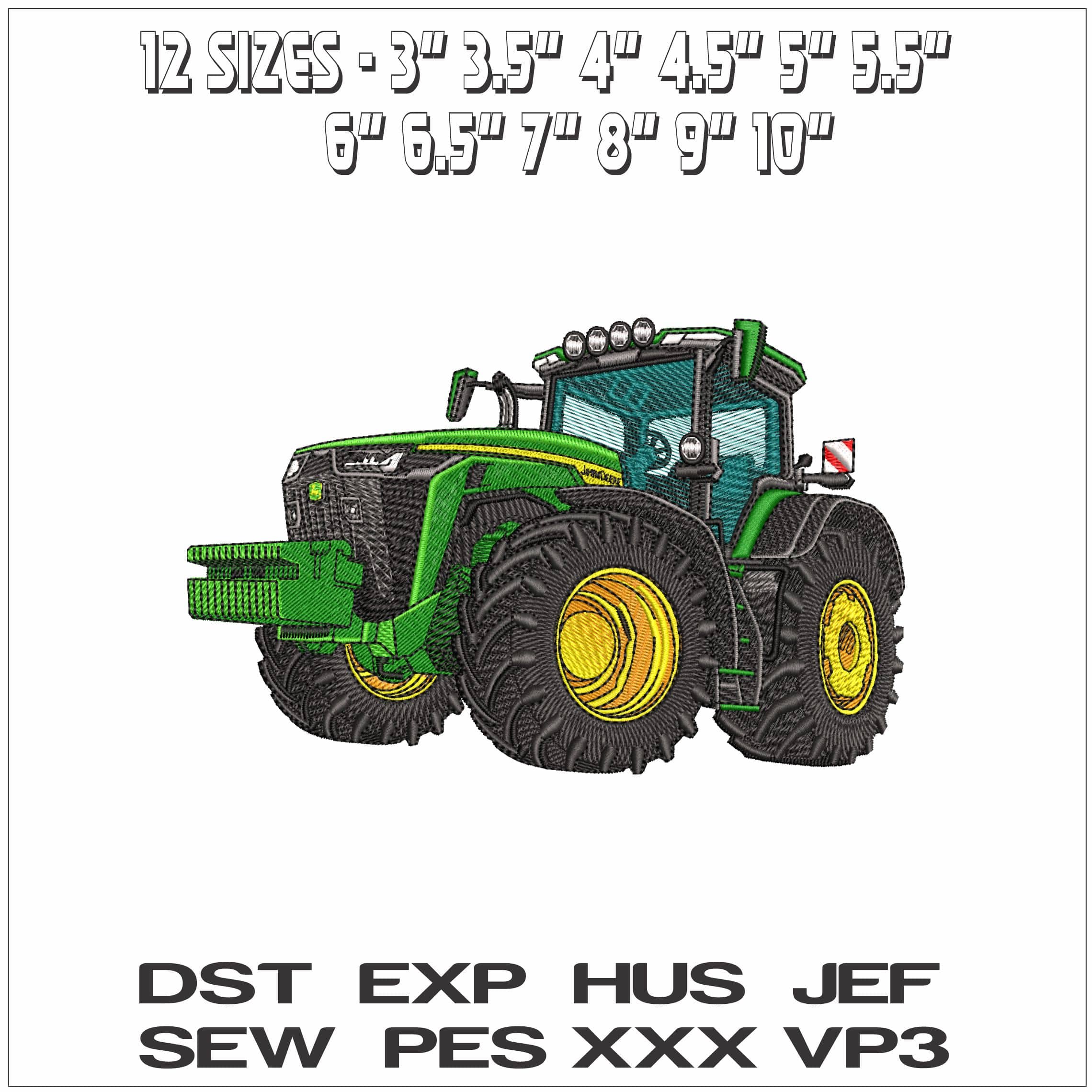 John Deere 410 Tractor- Elegant embroidery design file - instant download — view 2