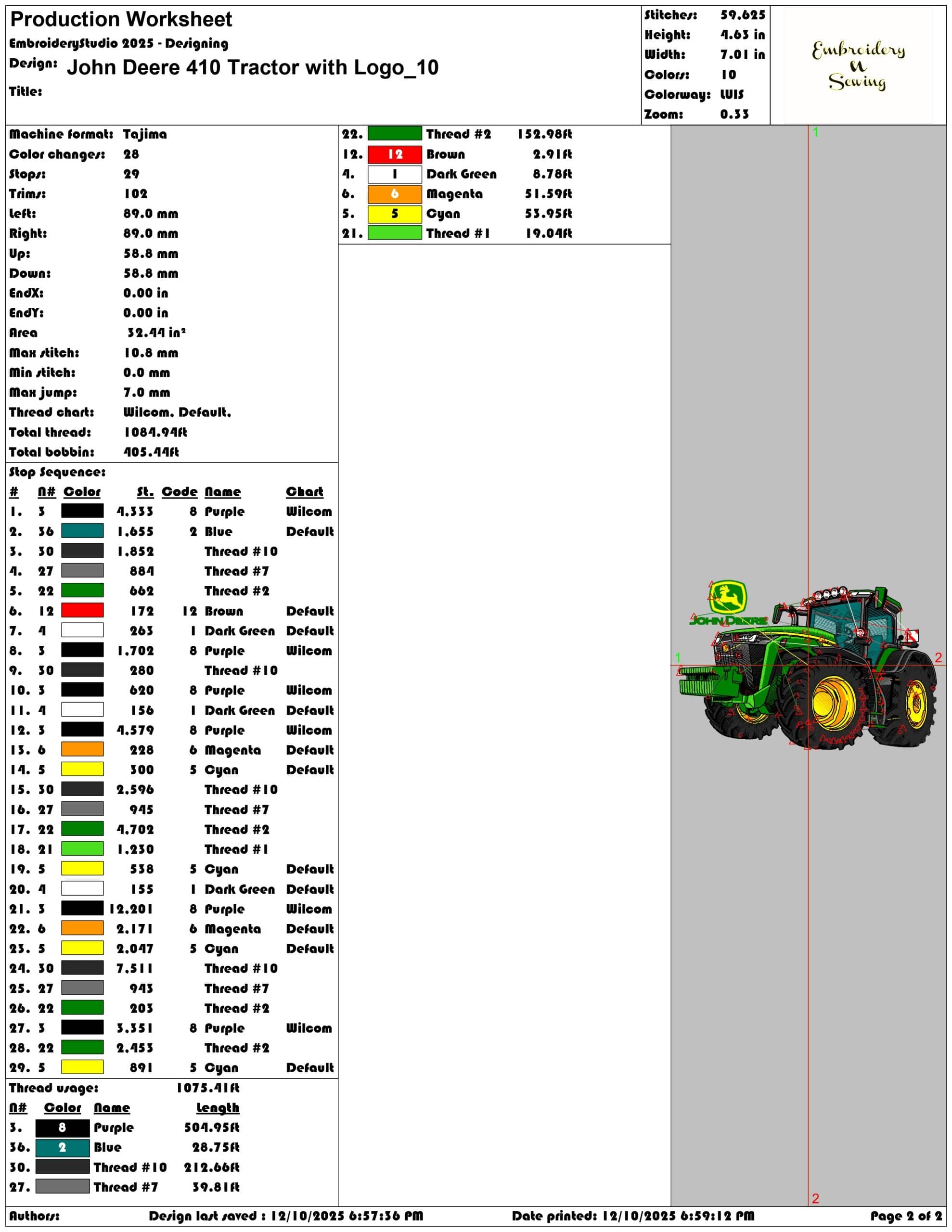 John Deere 410 Tractor with Logo- Elegant embroidery design file - instant download — view 4