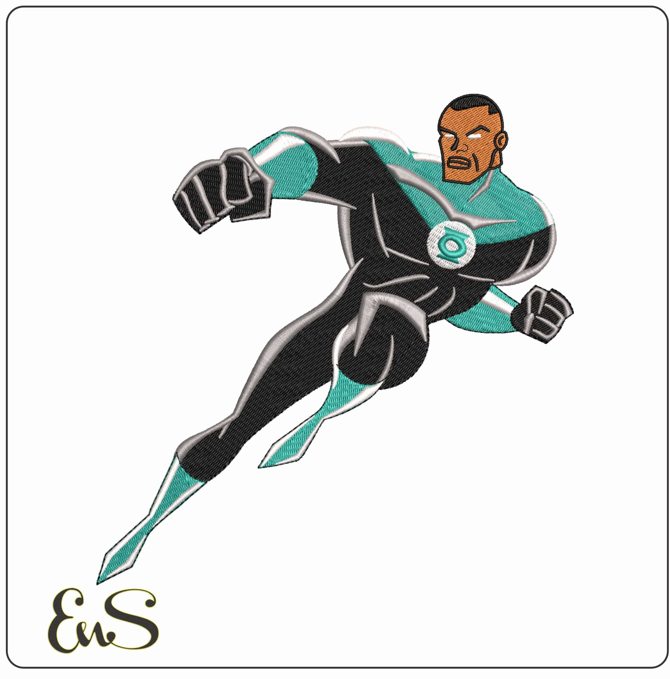 John Stewart Green Lantern Justice League DC Comics- Elegant embroidery design file - instant download