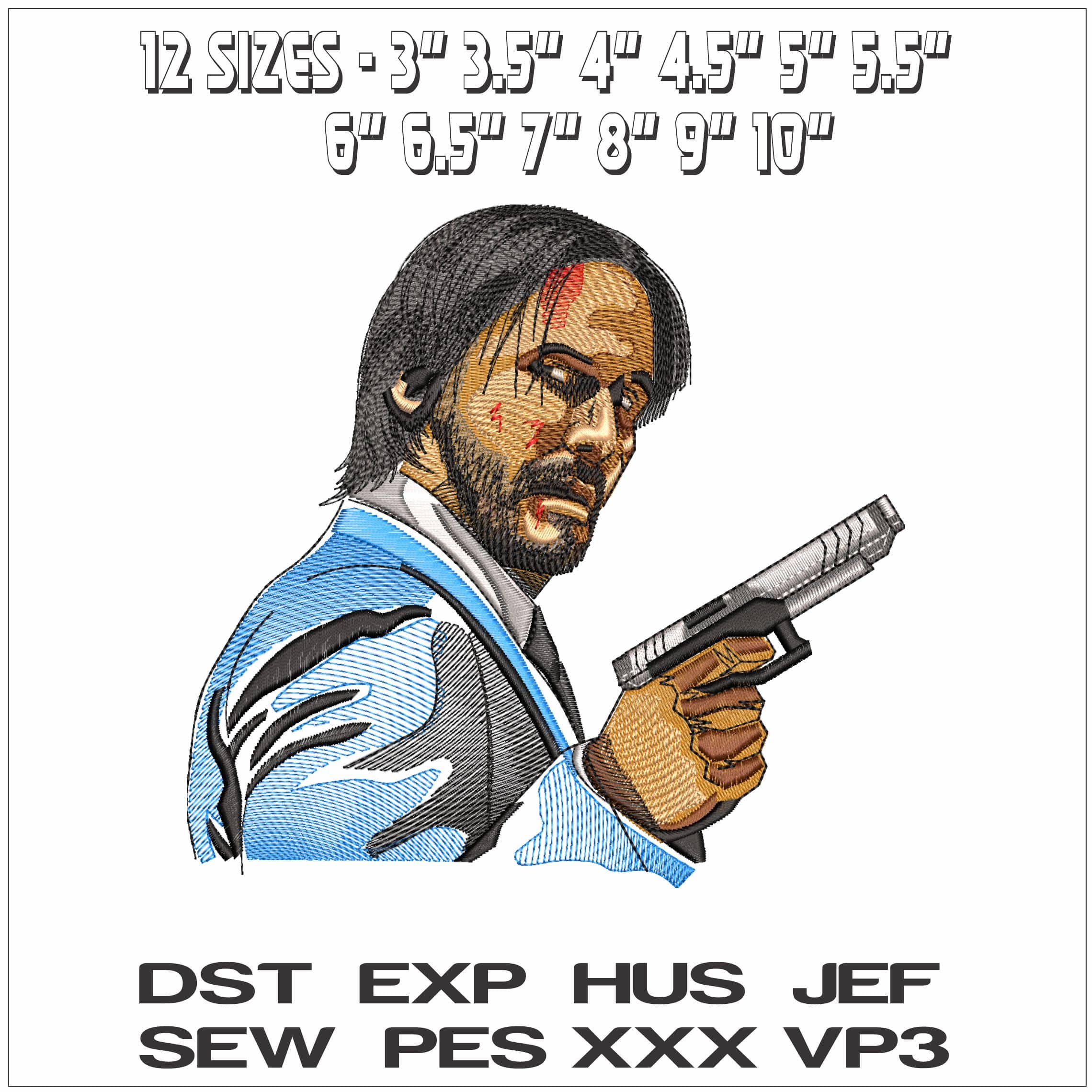 John Wick- Elegant embroidery design file - instant download — view 2