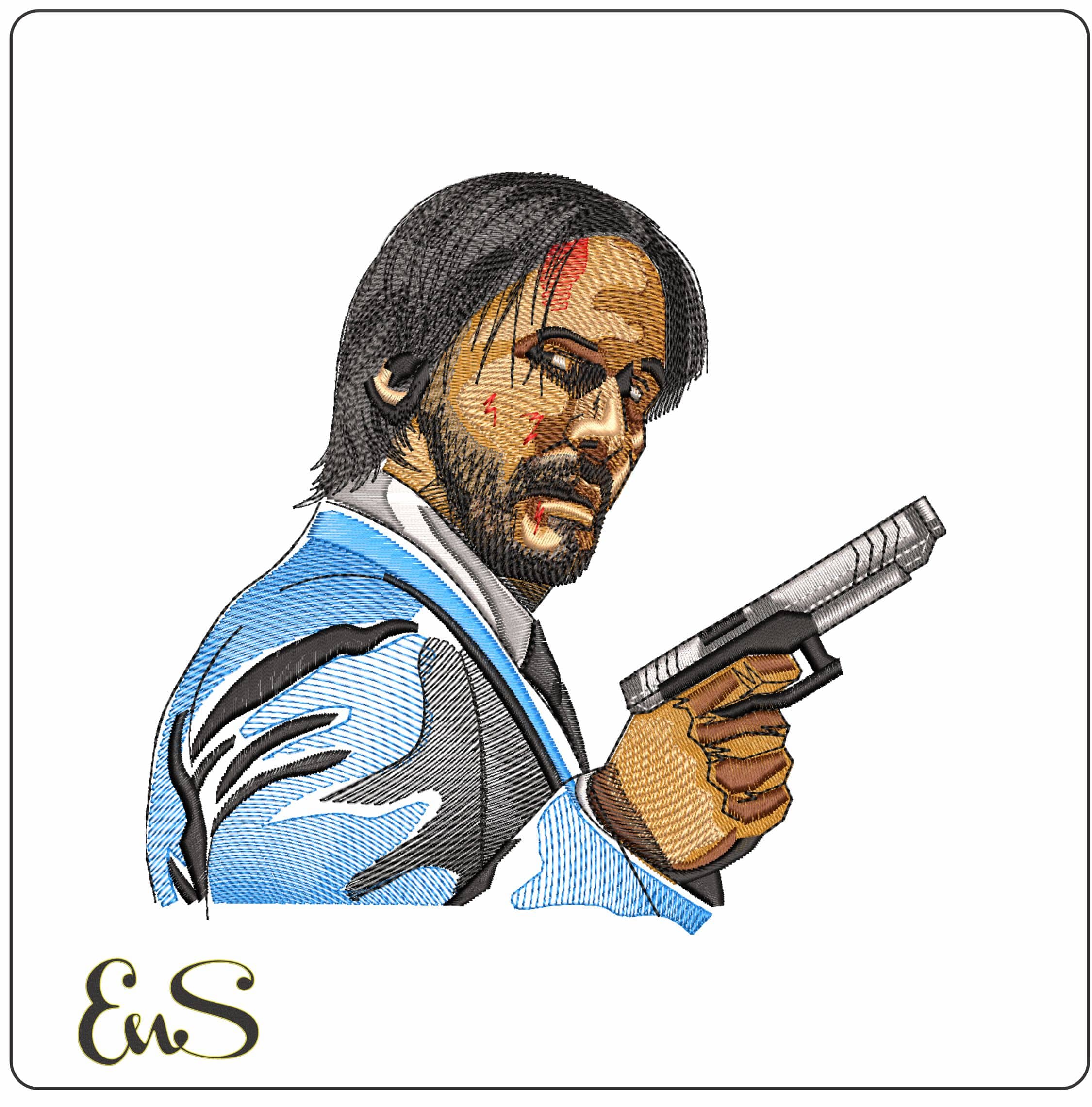 John Wick- Elegant embroidery design file - instant download