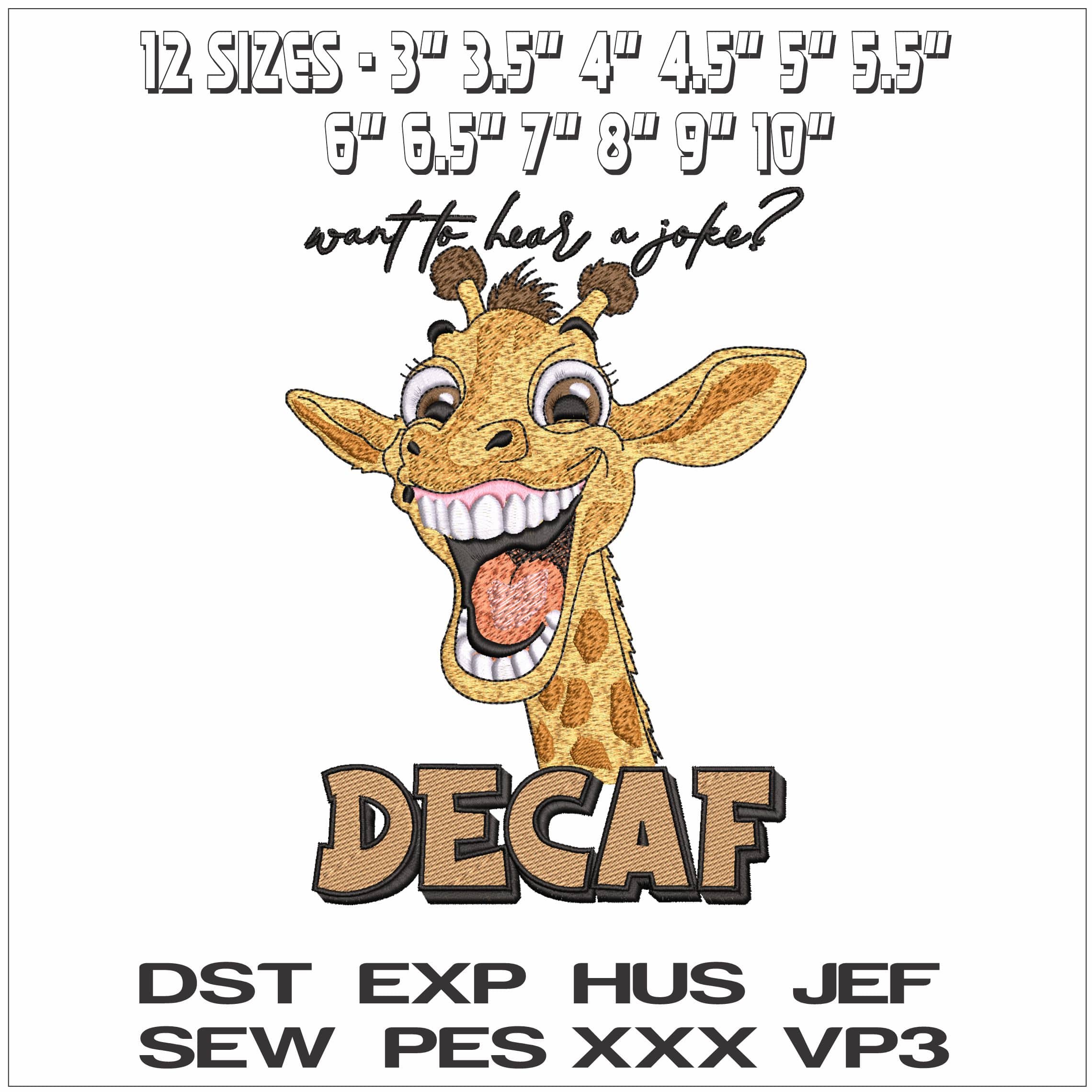 Joke Decaf- Elegant embroidery design file - instant download — view 2