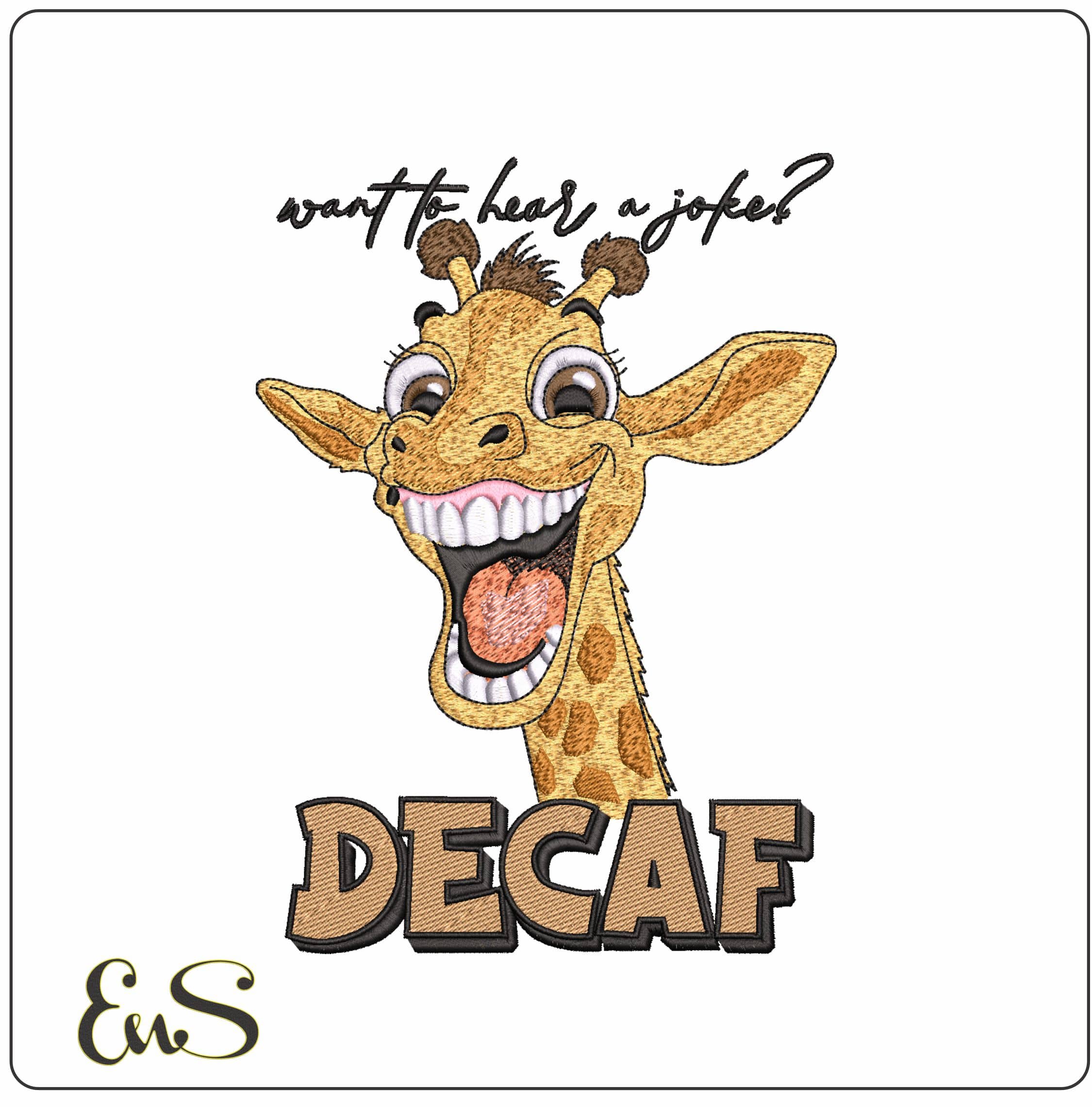 Joke Decaf- Elegant embroidery design file - instant download