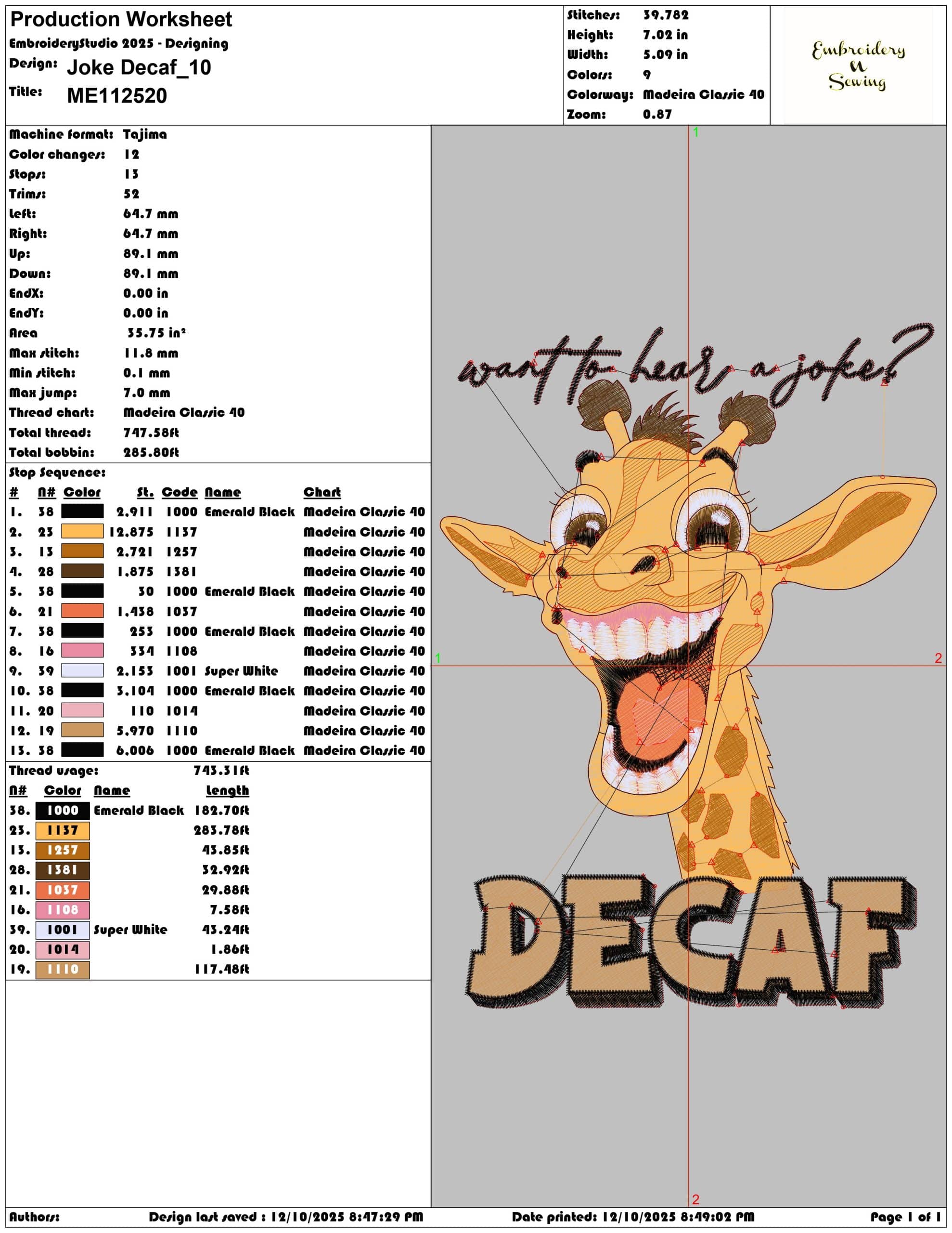 Joke Decaf- Elegant embroidery design file - instant download — view 3