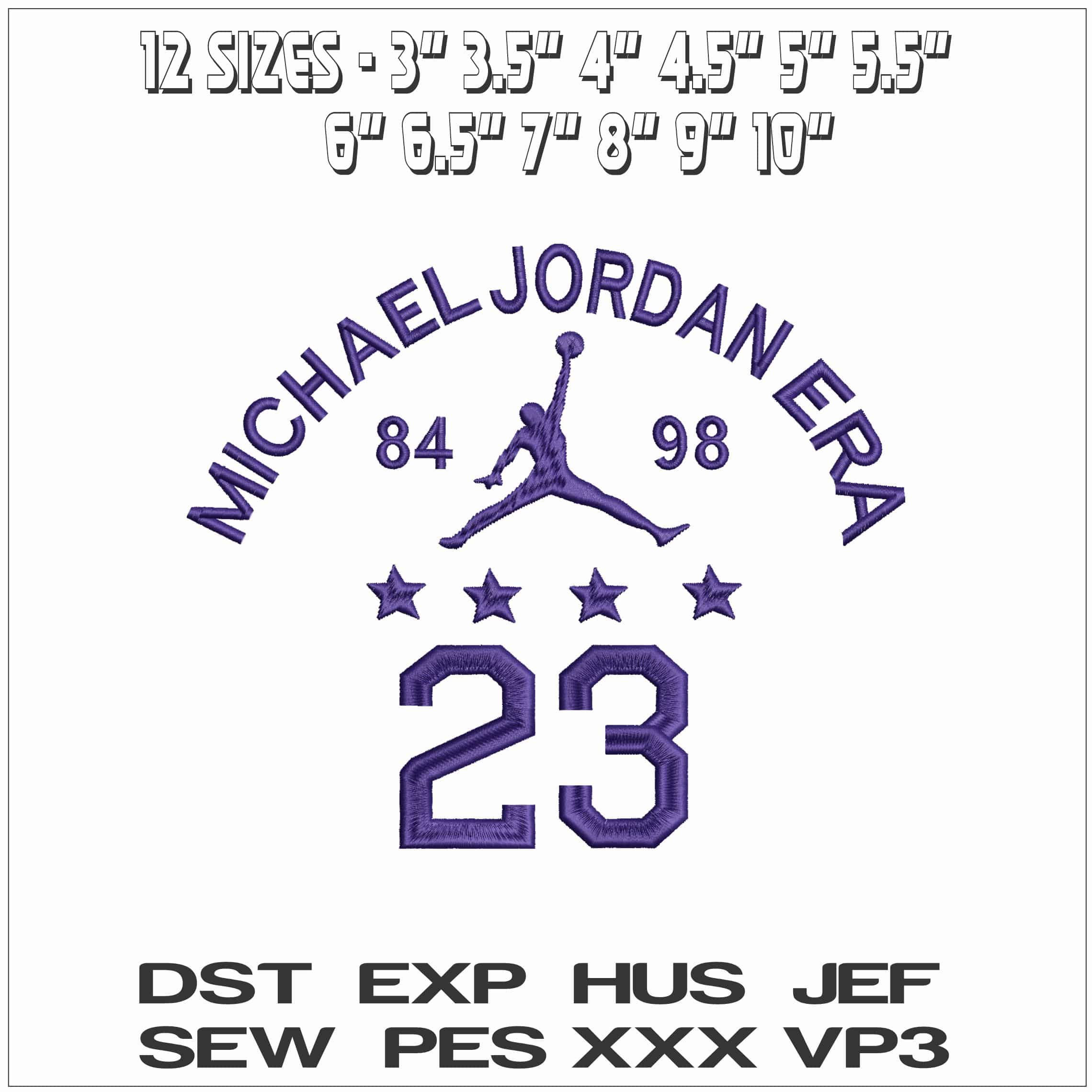 Jordan 23 1984 to 98- Elegant embroidery design file - instant download — view 2