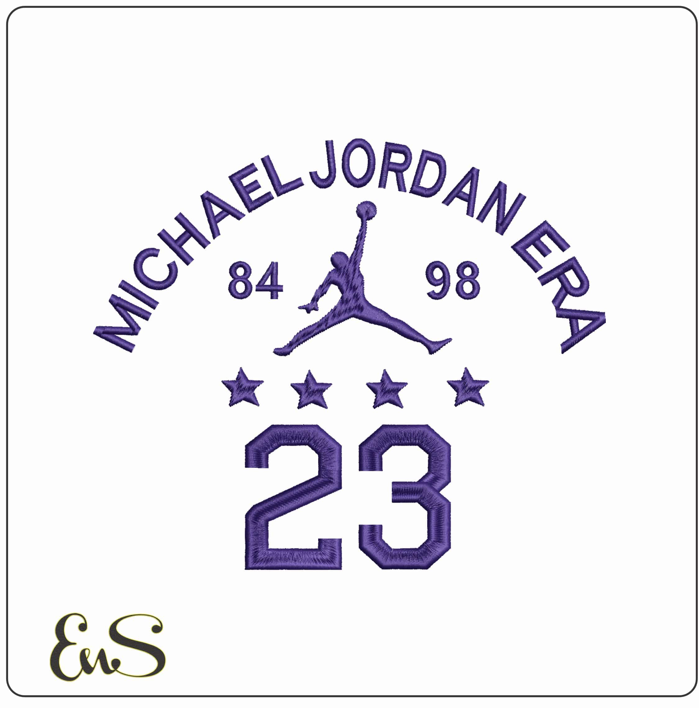 Jordan 23 1984 to 98- Elegant embroidery design file - instant download