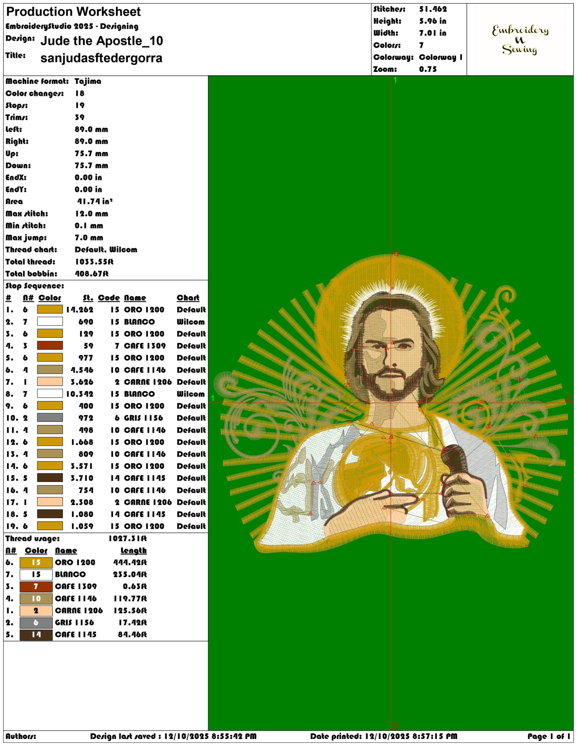 Jude the Apostle- Elegant embroidery design file - instant download — view 3