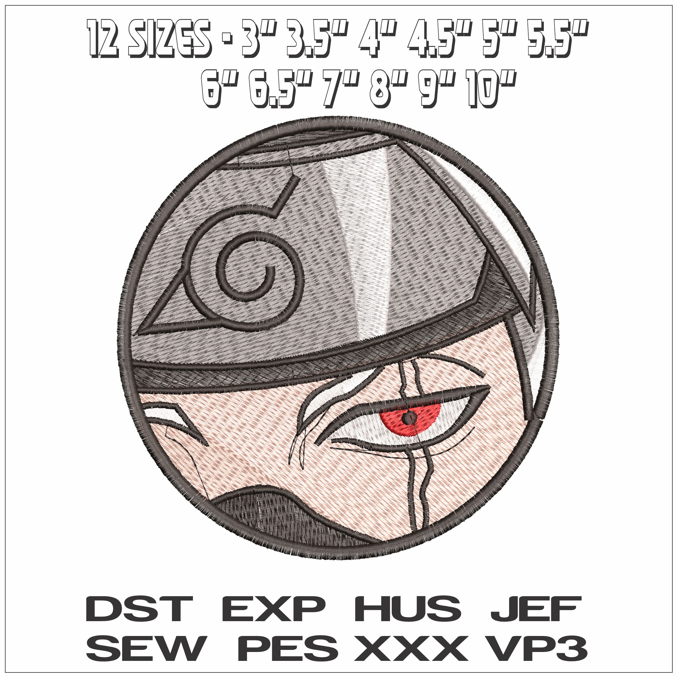 Kakashi Hatake Eyes Naruto Anime- Elegant embroidery design file - instant download — view 2