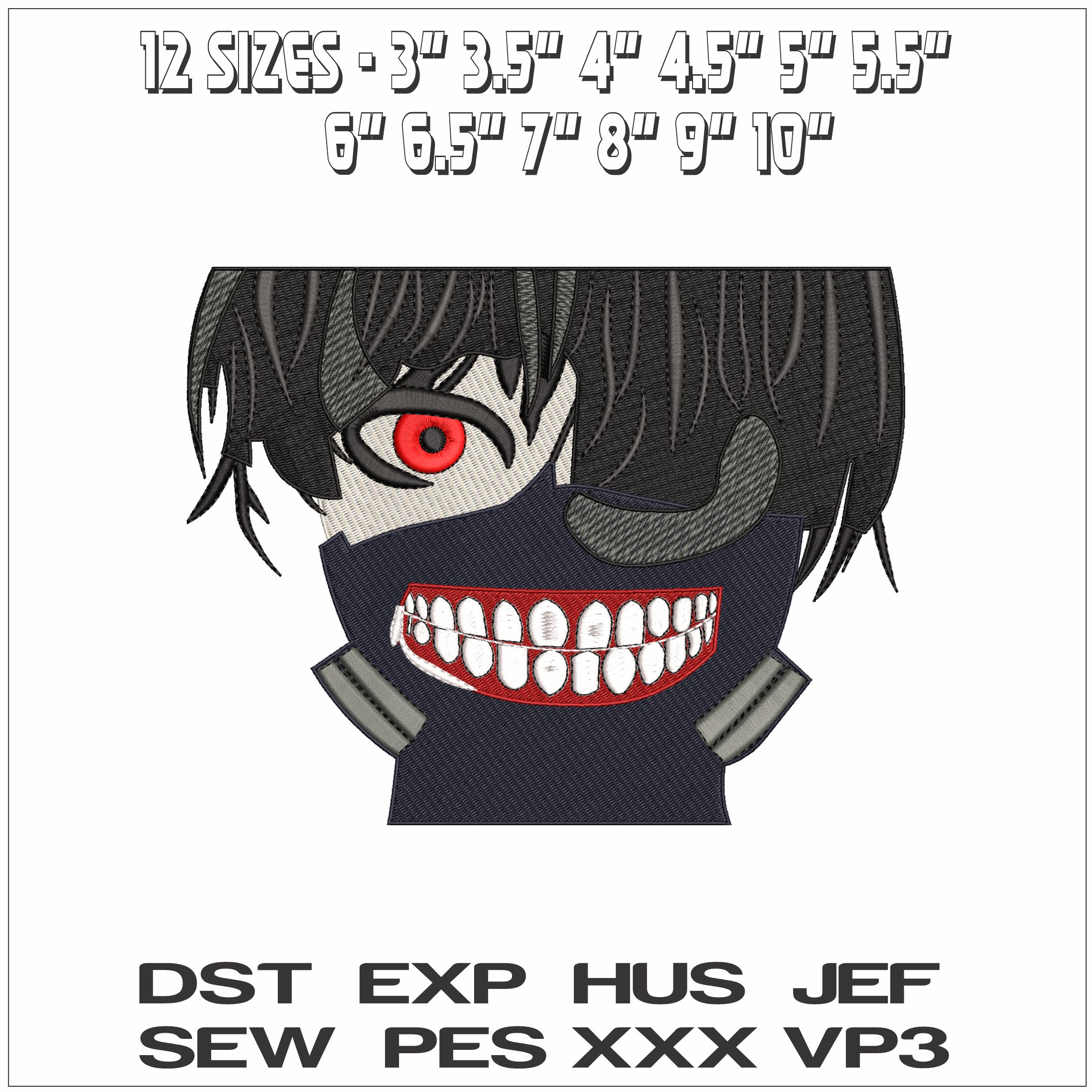 Ken Kaneki Tokyo Ghoul Anime- Elegant embroidery design file - instant download — view 2