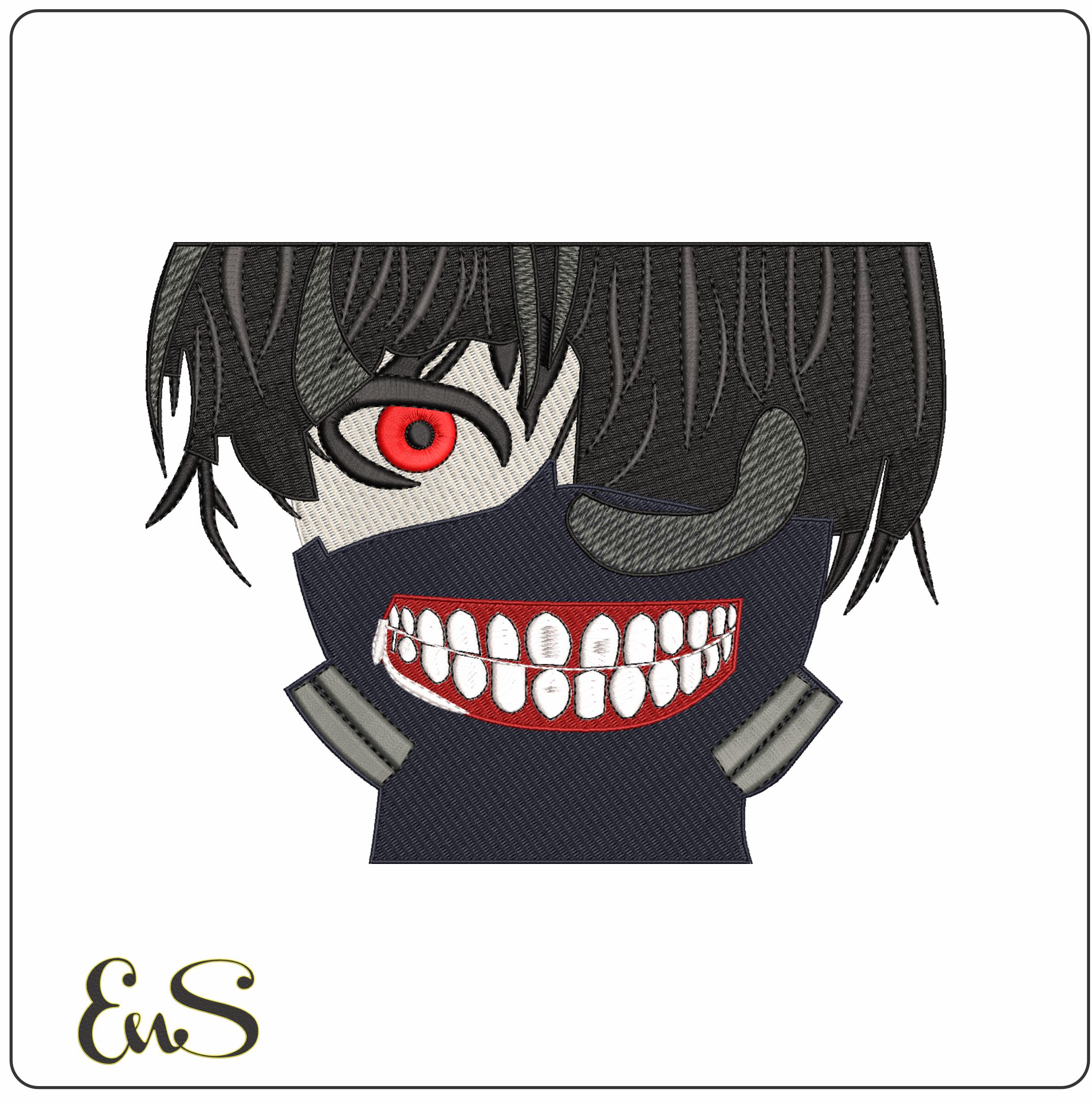 Ken Kaneki Tokyo Ghoul Anime- Elegant embroidery design file - instant download